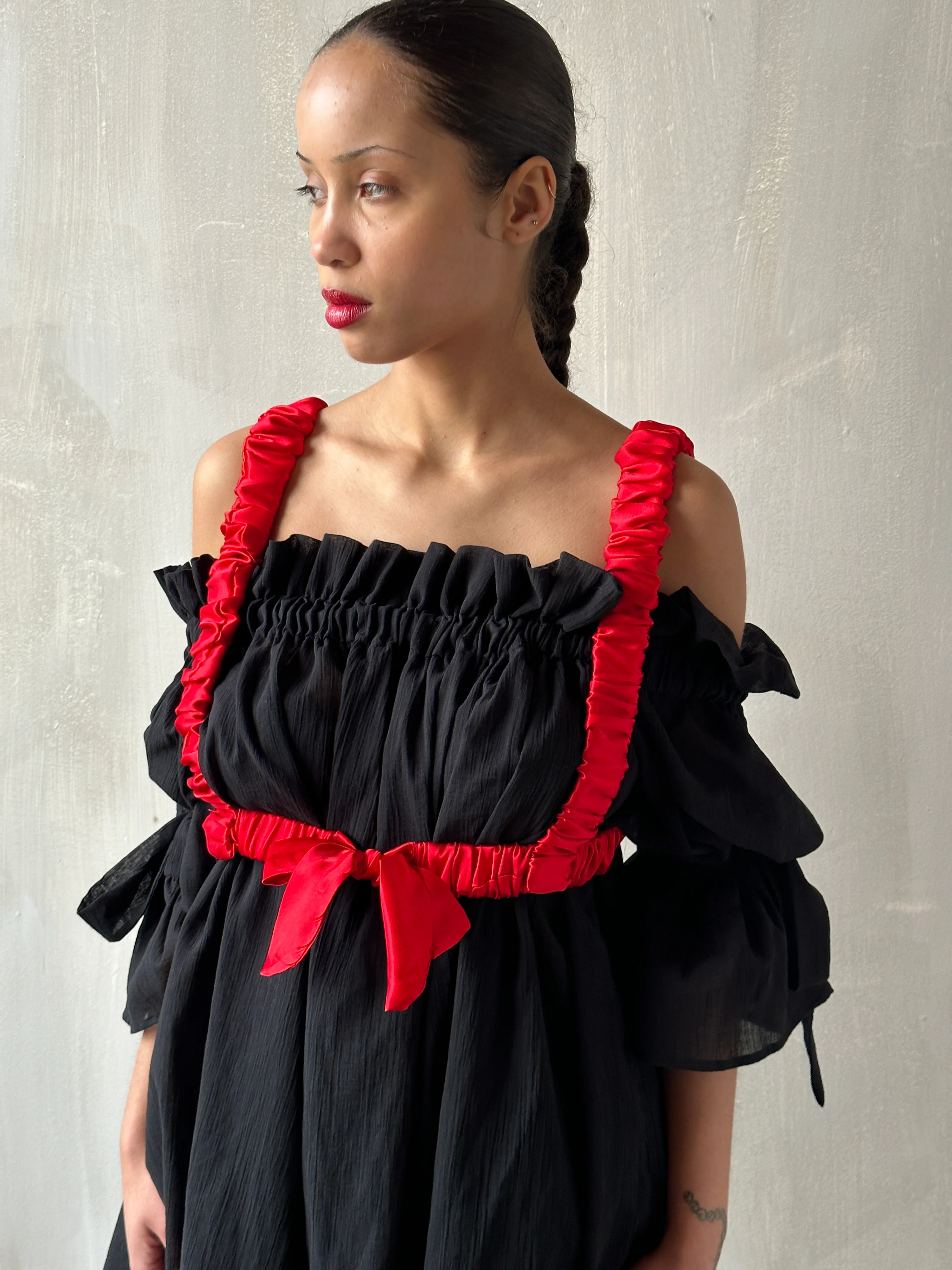 Paperbag Tunic in Black Cotton Voile (Made-to-Order) - Image 11