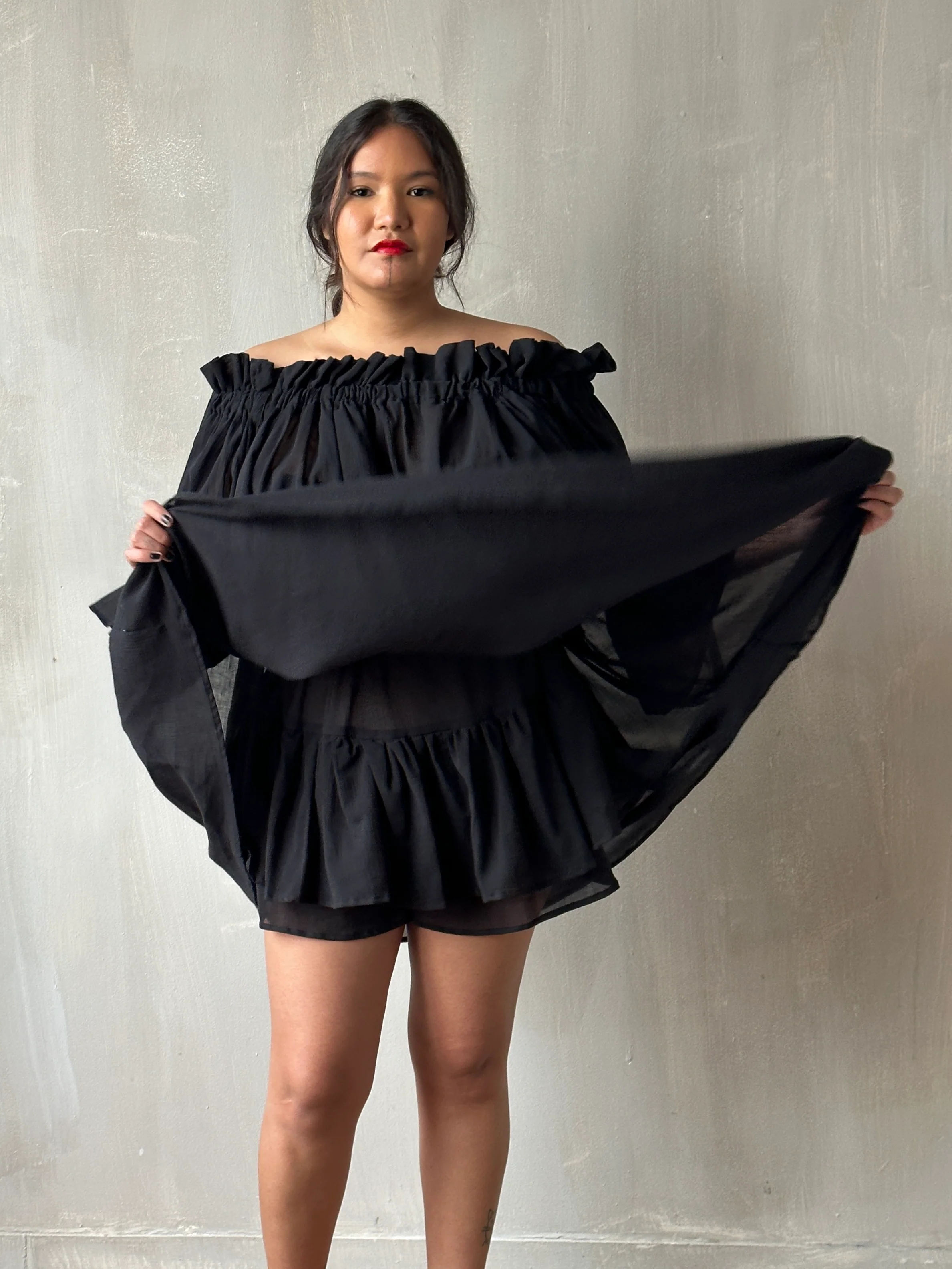 Paperbag Tunic in Black Cotton Voile (Made-to-Order) - Image 5