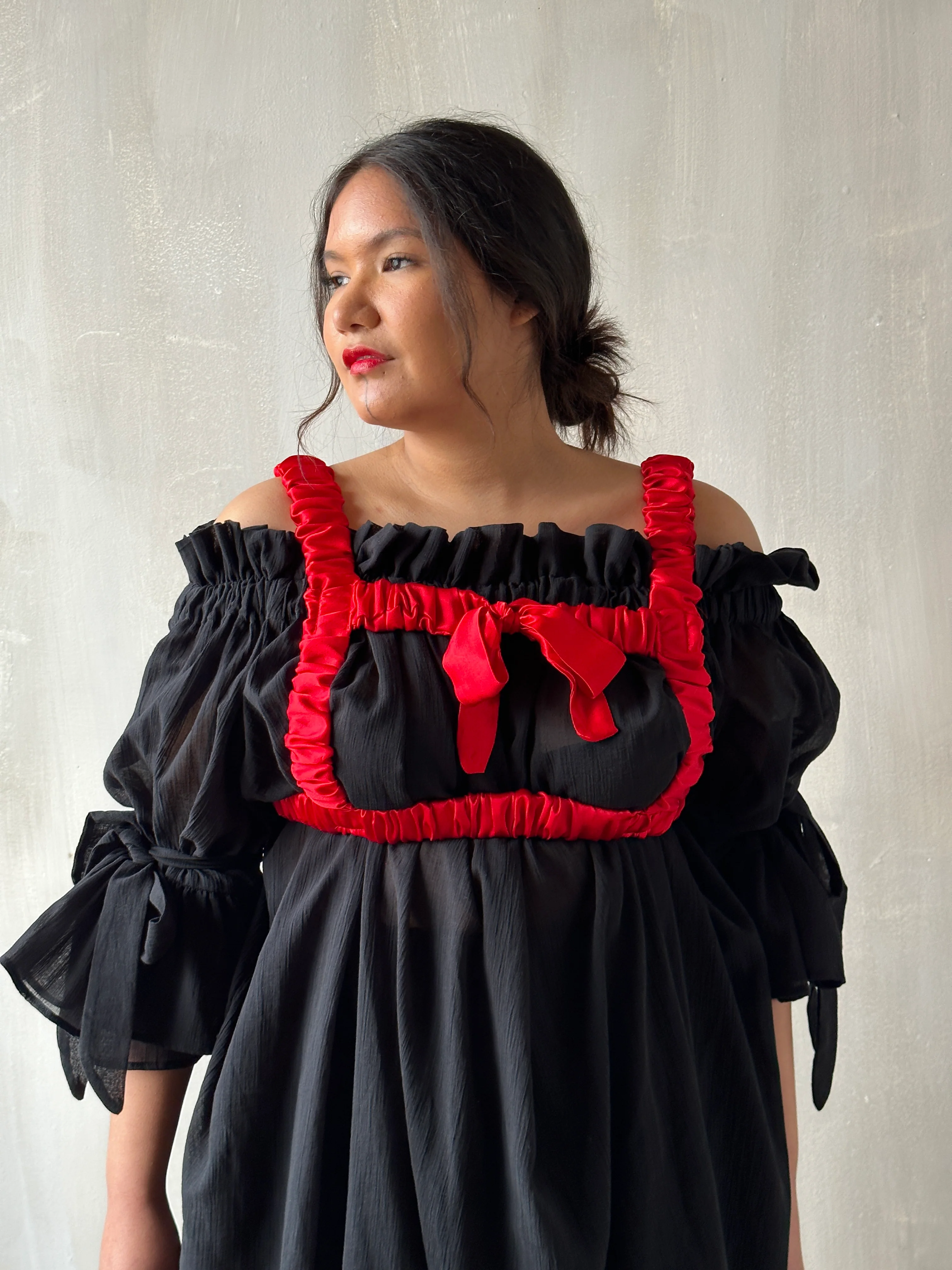 Paperbag Tunic in Black Cotton Voile (Made-to-Order) - Image 6