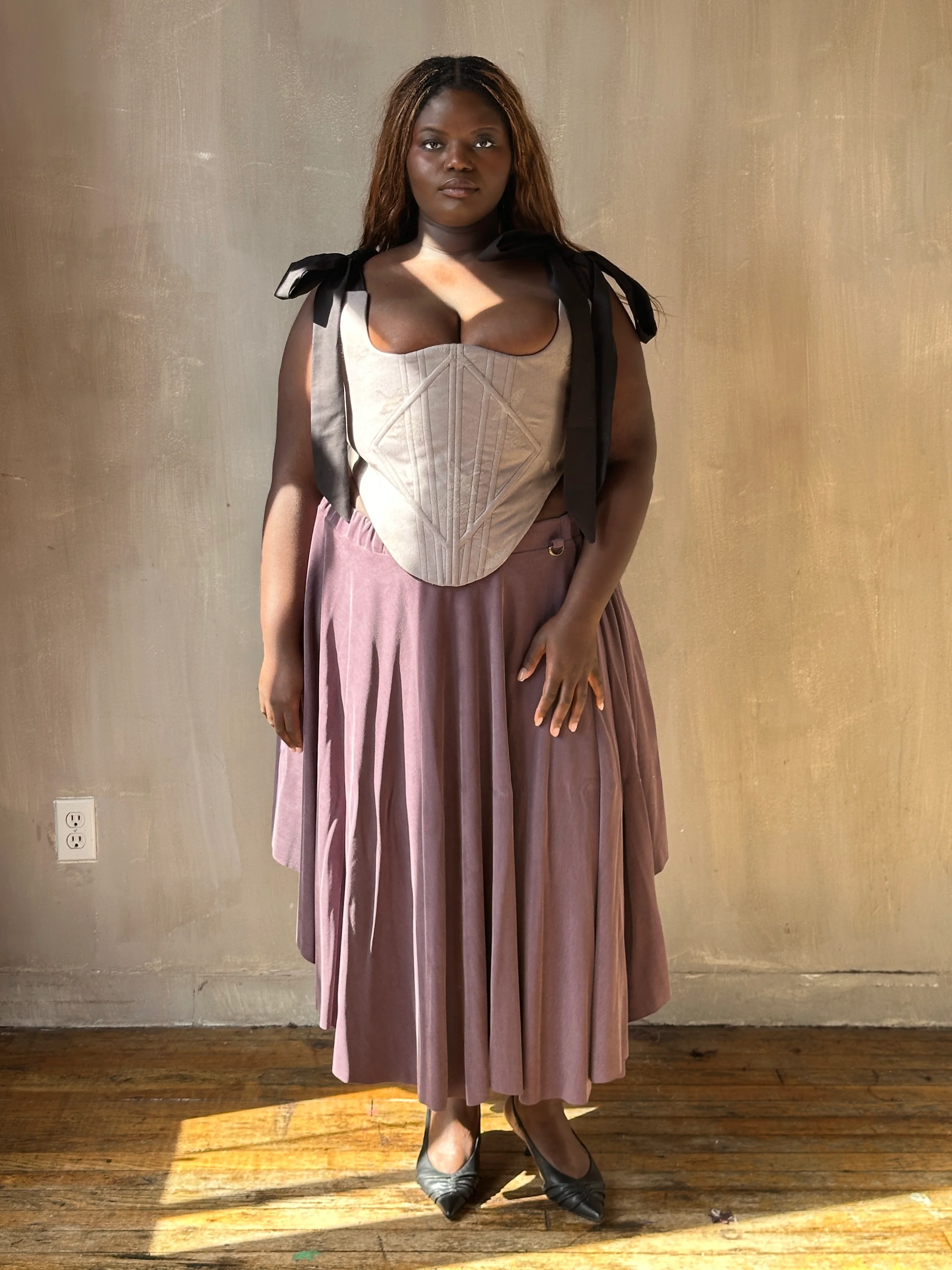 FW25: Pastorale Skirt in Dusty Amethyst Cupro (Pre-Order, Limited Edition) - Image 6