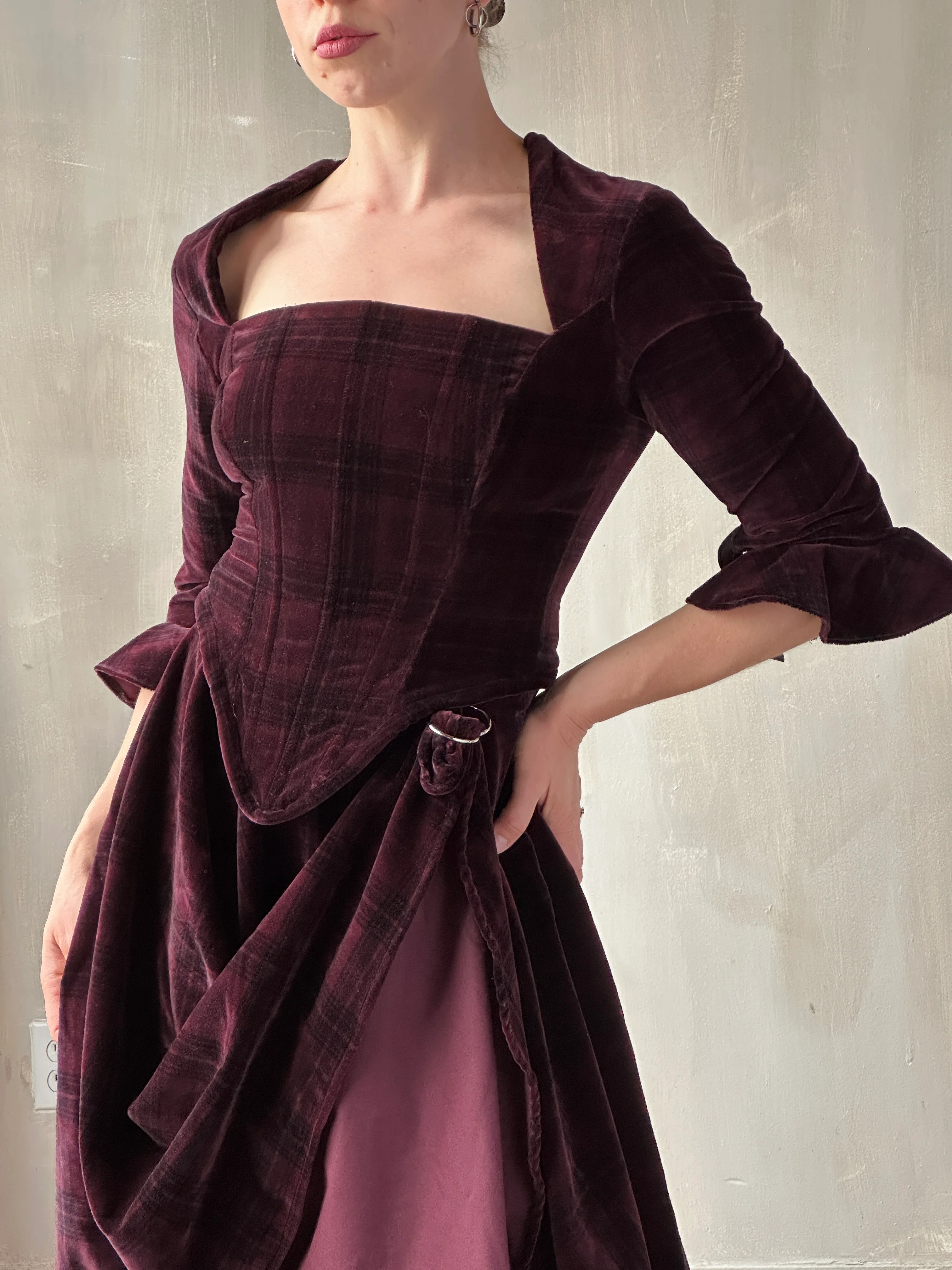 FW25: "Psyche" Pastorale Bodice and Skirt in Wine Tartan (Pre-Order) - Image 3