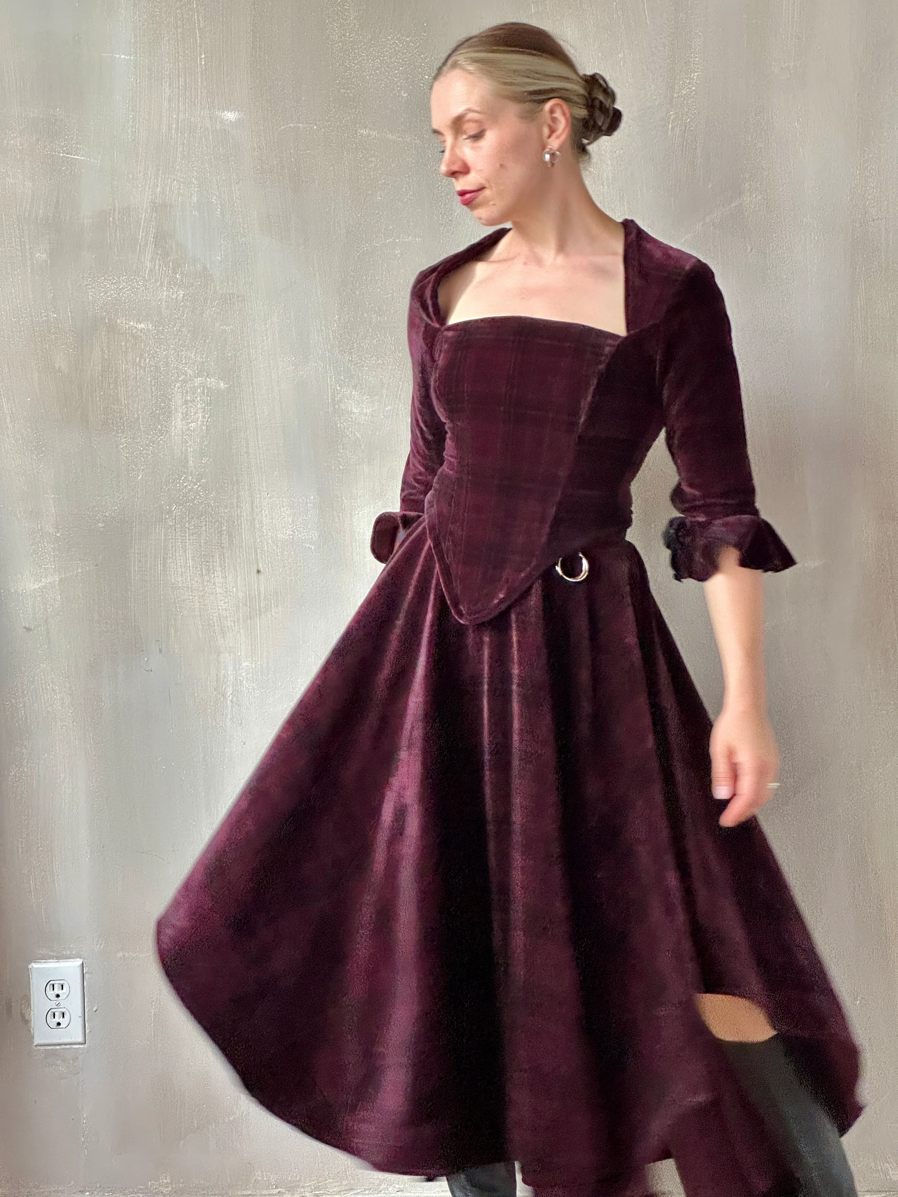 FW25: "Psyche" Pastorale Bodice and Skirt in Wine Tartan (Pre-Order) - Image 4