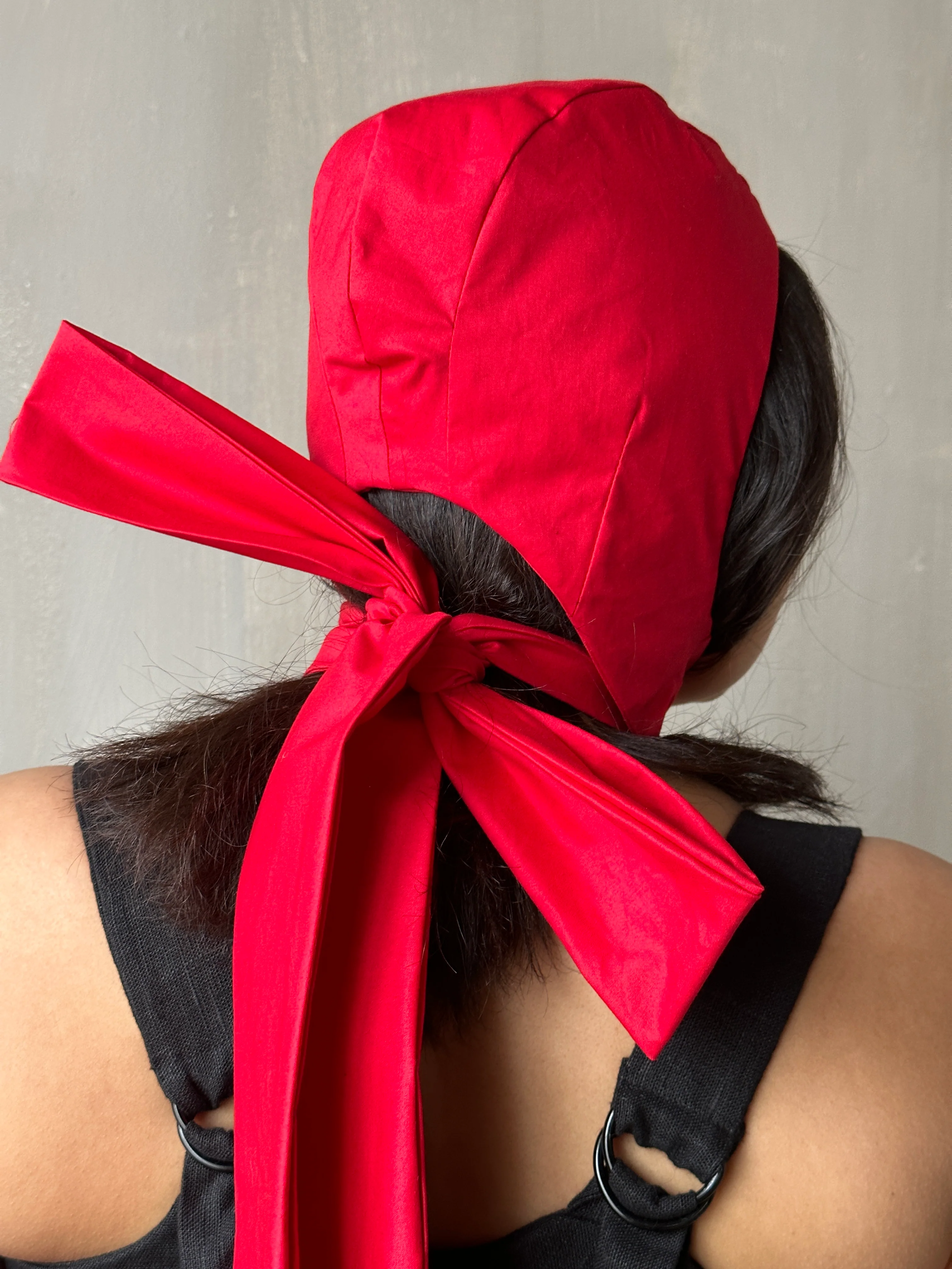 Red Aviator Cap with Ties (Made-to-Order) - Image 4