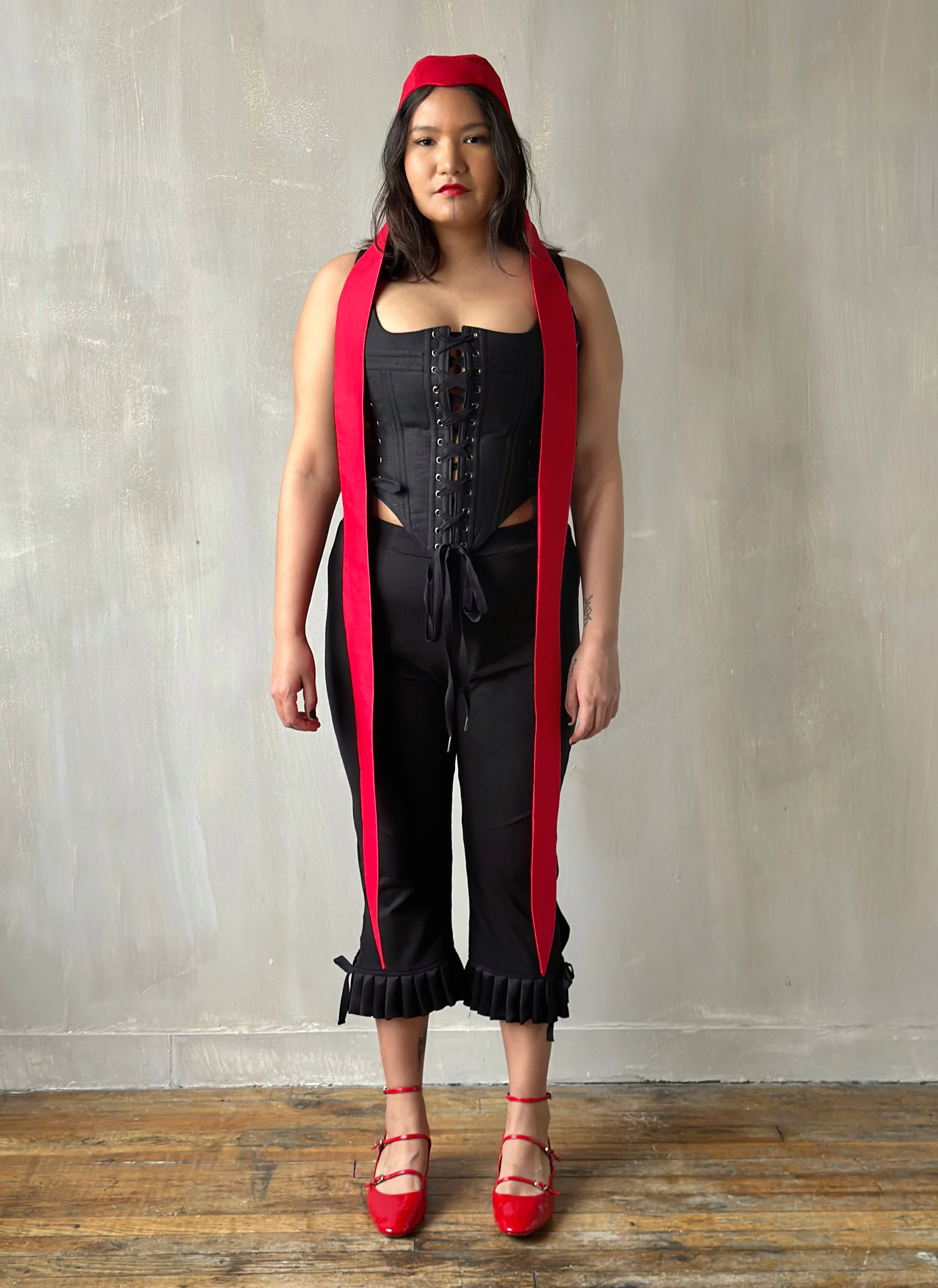 Red Aviator Cap with Ties (Made-to-Order) - Image 9