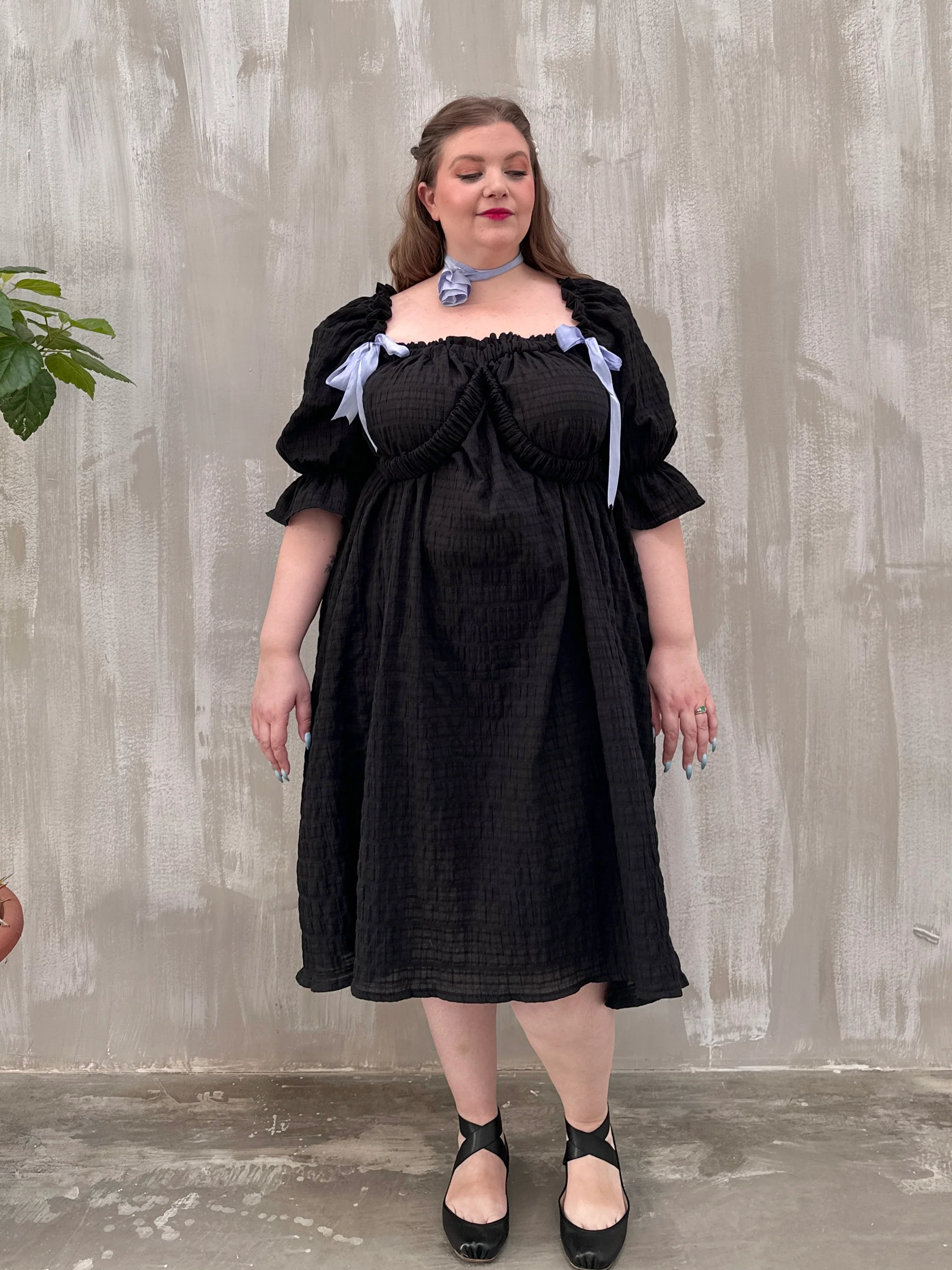 SS 2023: Regency Day Dress with Silk Bows (Black) - Image 13