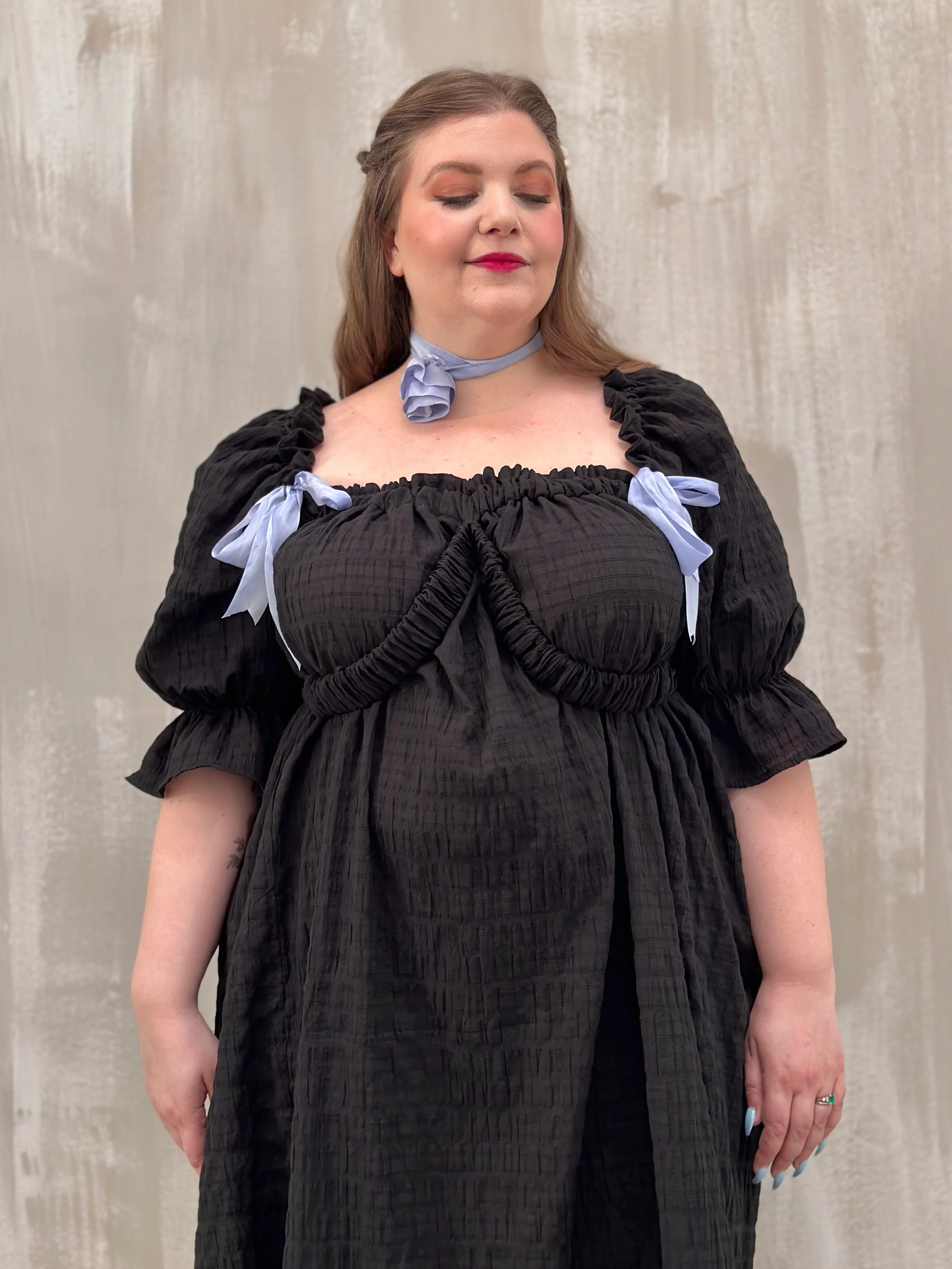 SS 2023: Regency Day Dress with Silk Bows (Black) - Image 14