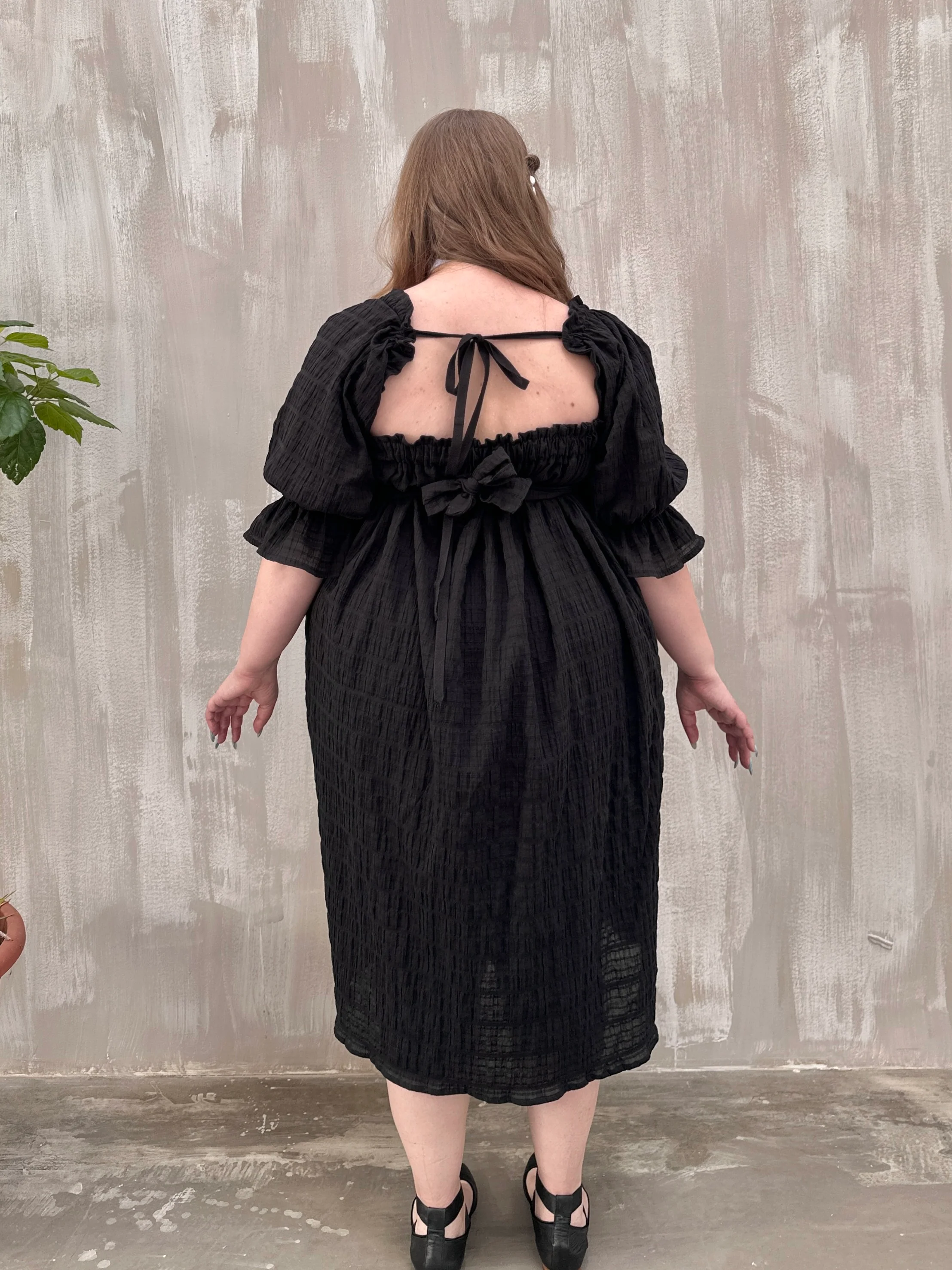 SS 2023: Regency Day Dress with Silk Bows (Black) - Image 15