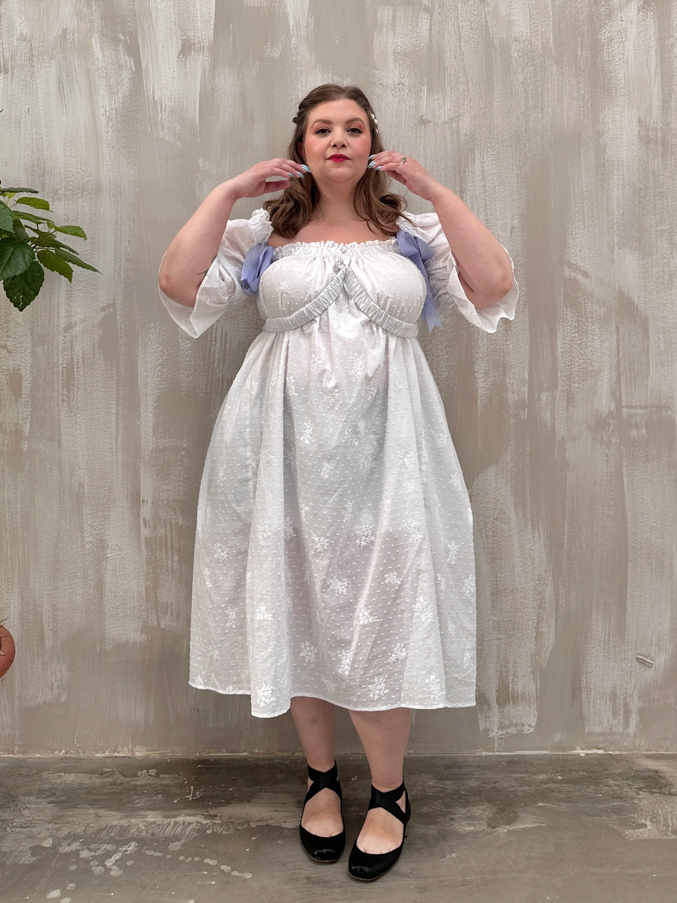 SS 2023: Regency Day Dress with Silk Bows (White Broderie) - Image 12