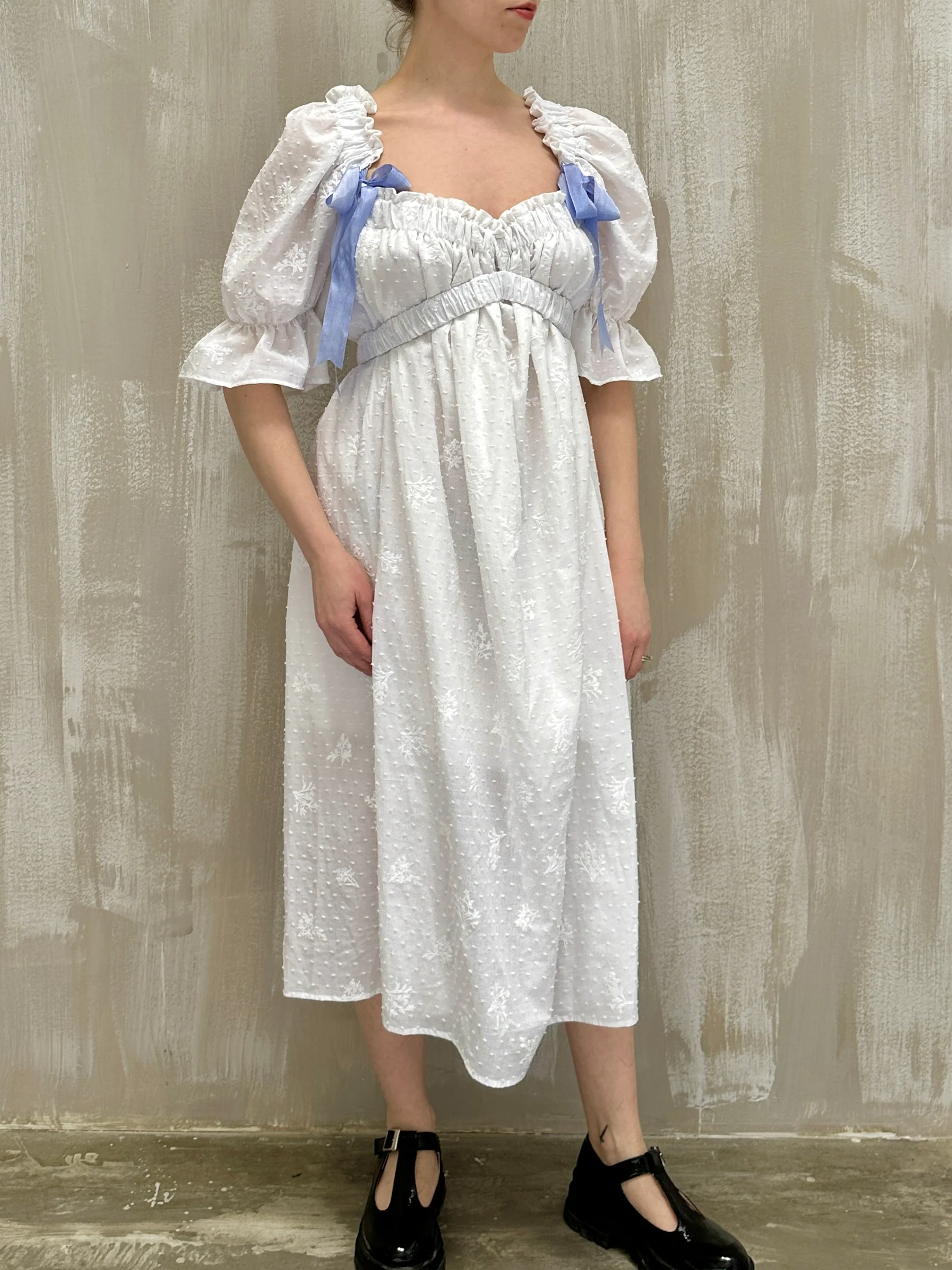 SS 2023: Regency Day Dress with Silk Bows (White Broderie) - Image 17