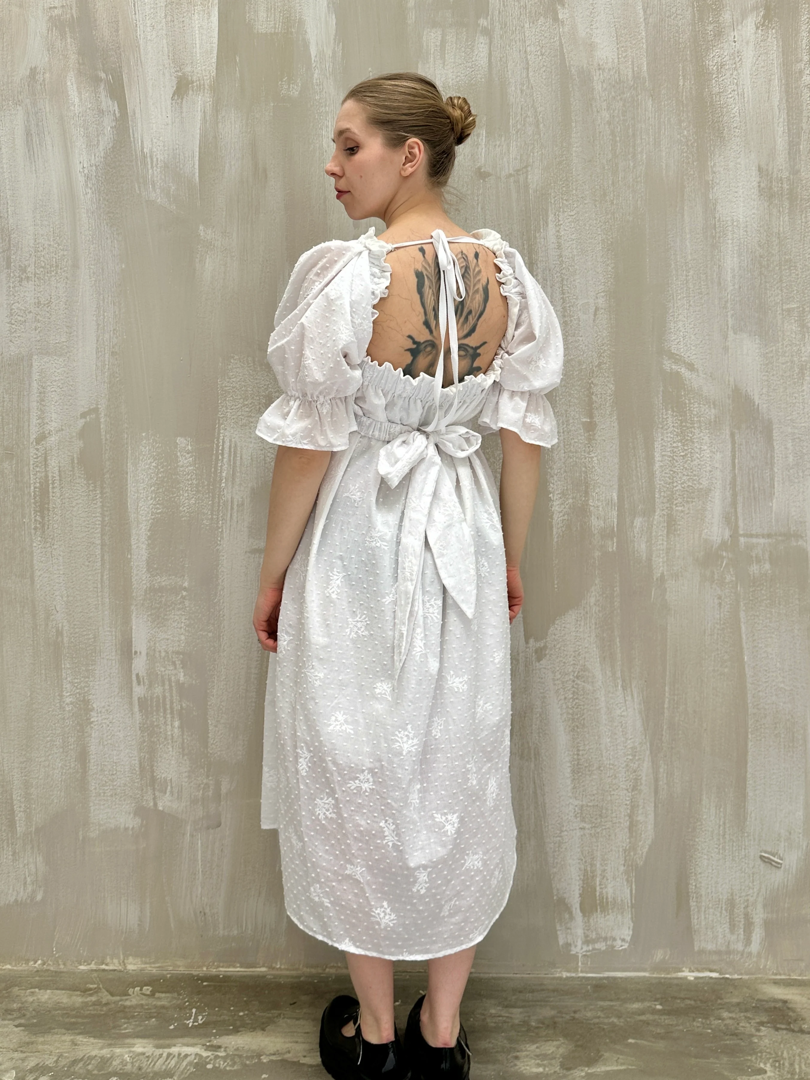 SS 2023: Regency Day Dress with Silk Bows (White Broderie) - Image 18