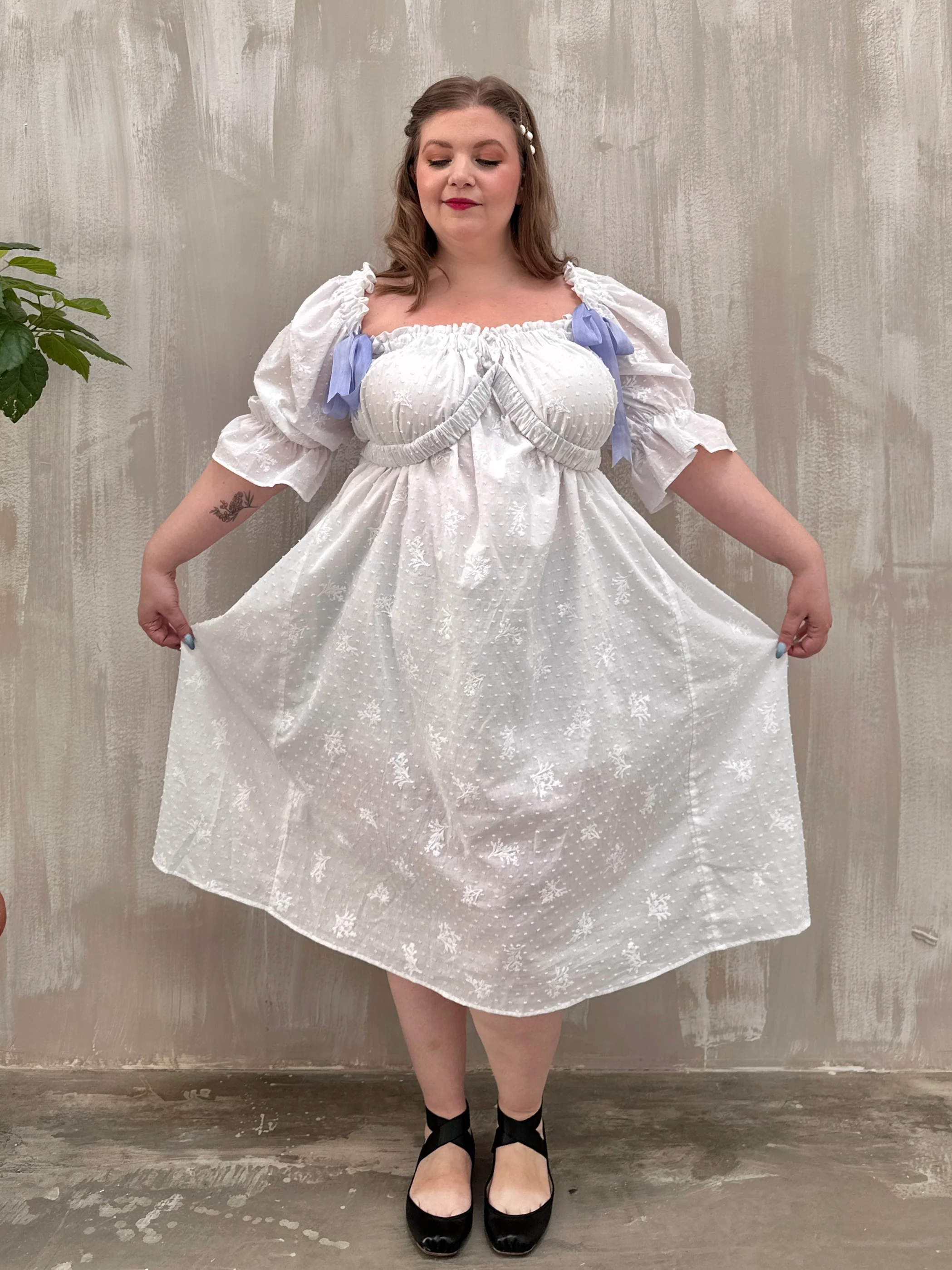 SS 2023: Regency Day Dress with Silk Bows (White Broderie) - Image 6