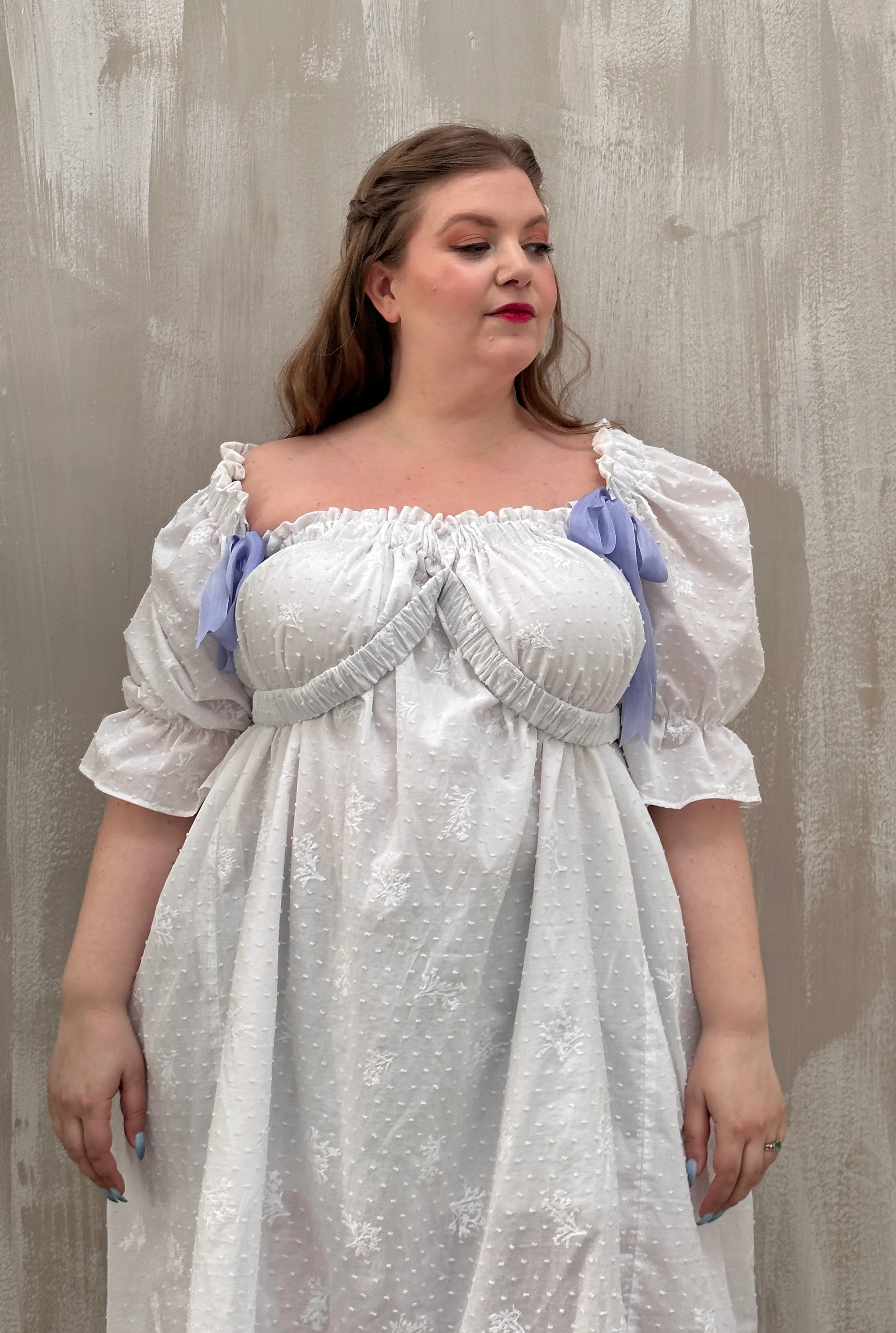 SS 2023: Regency Day Dress with Silk Bows (White Broderie) - Image 7