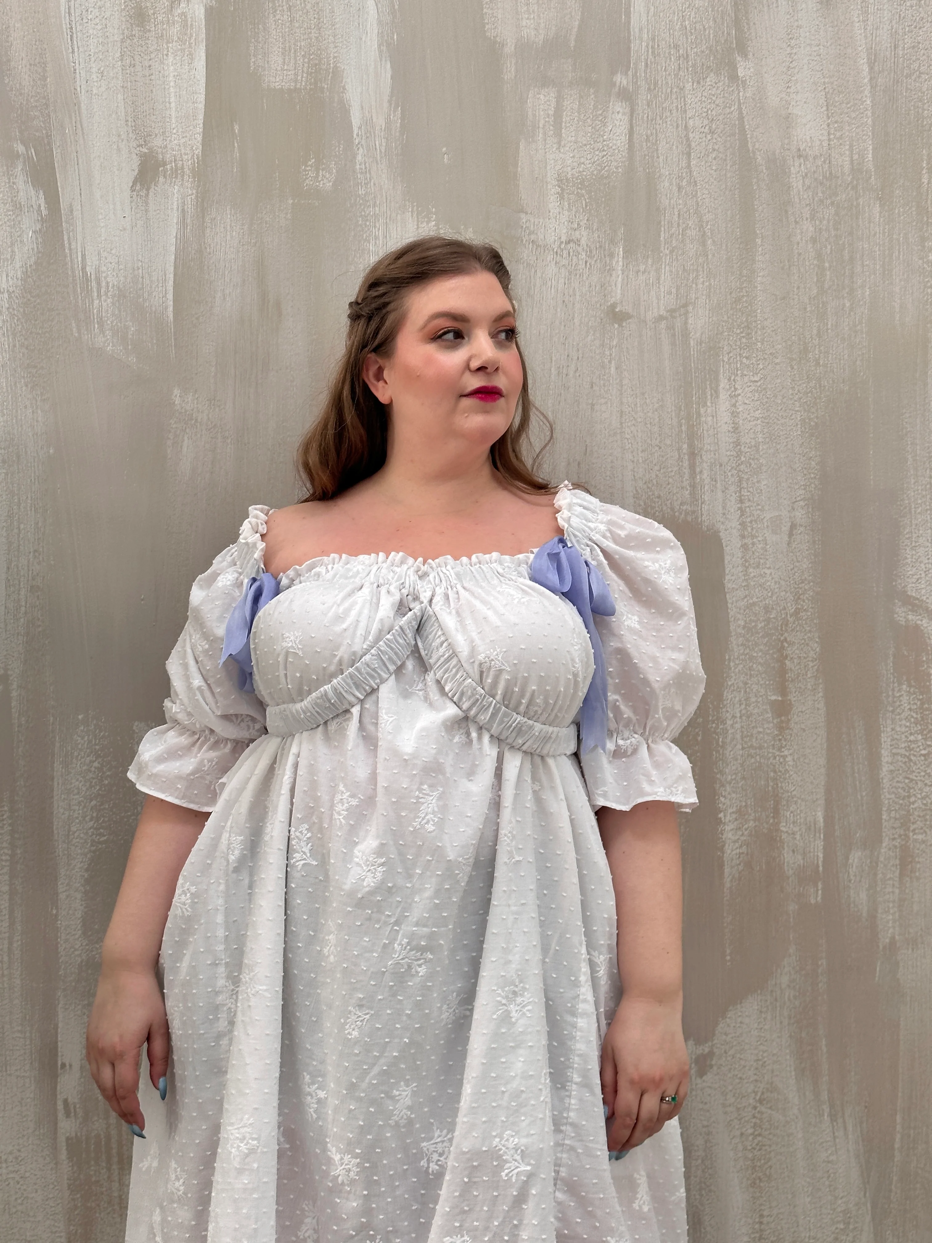 SS 2023: Regency Day Dress with Silk Bows (White Broderie) - Image 8