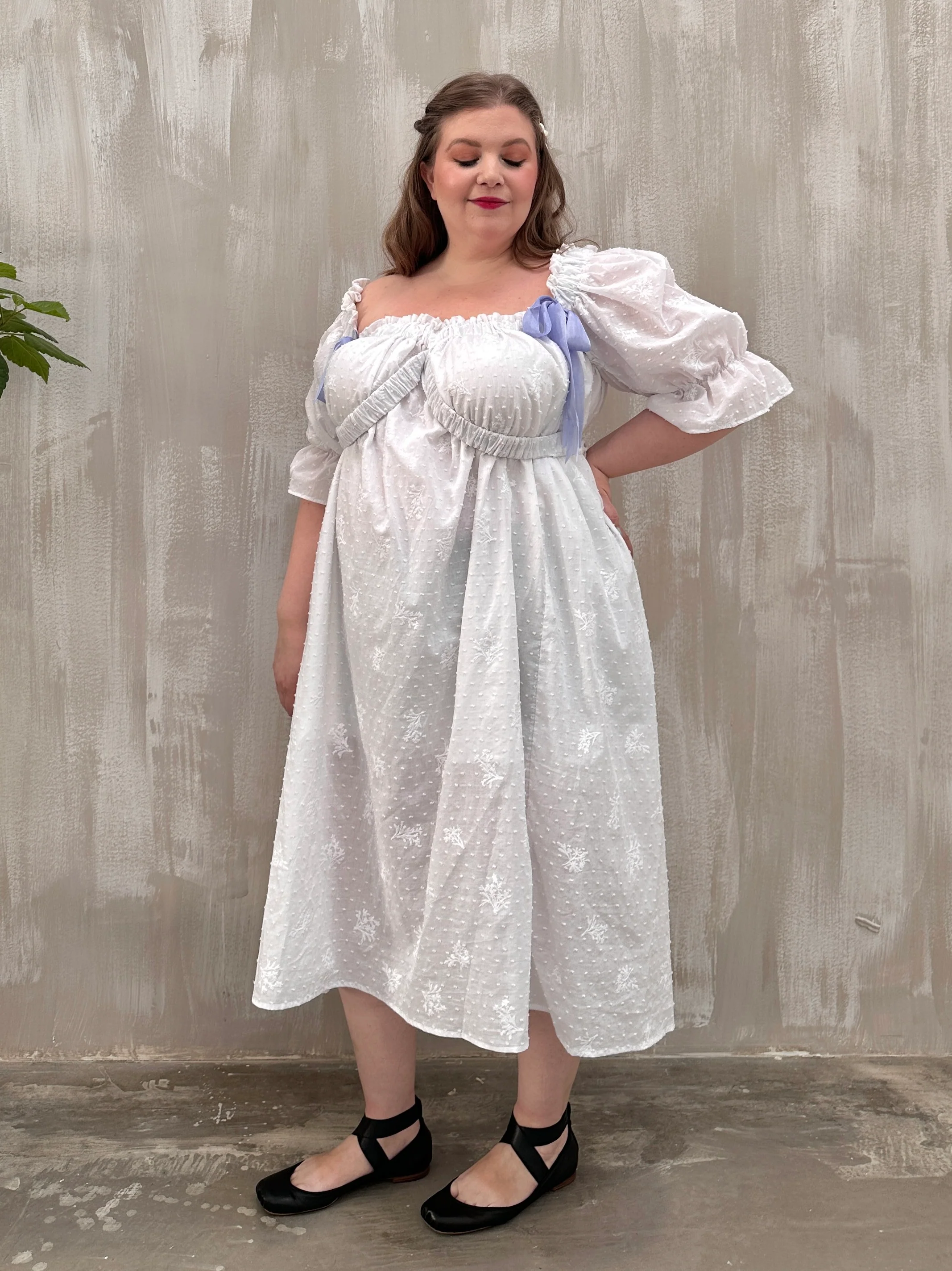 SS 2023: Regency Day Dress with Silk Bows (White Broderie) - Image 9