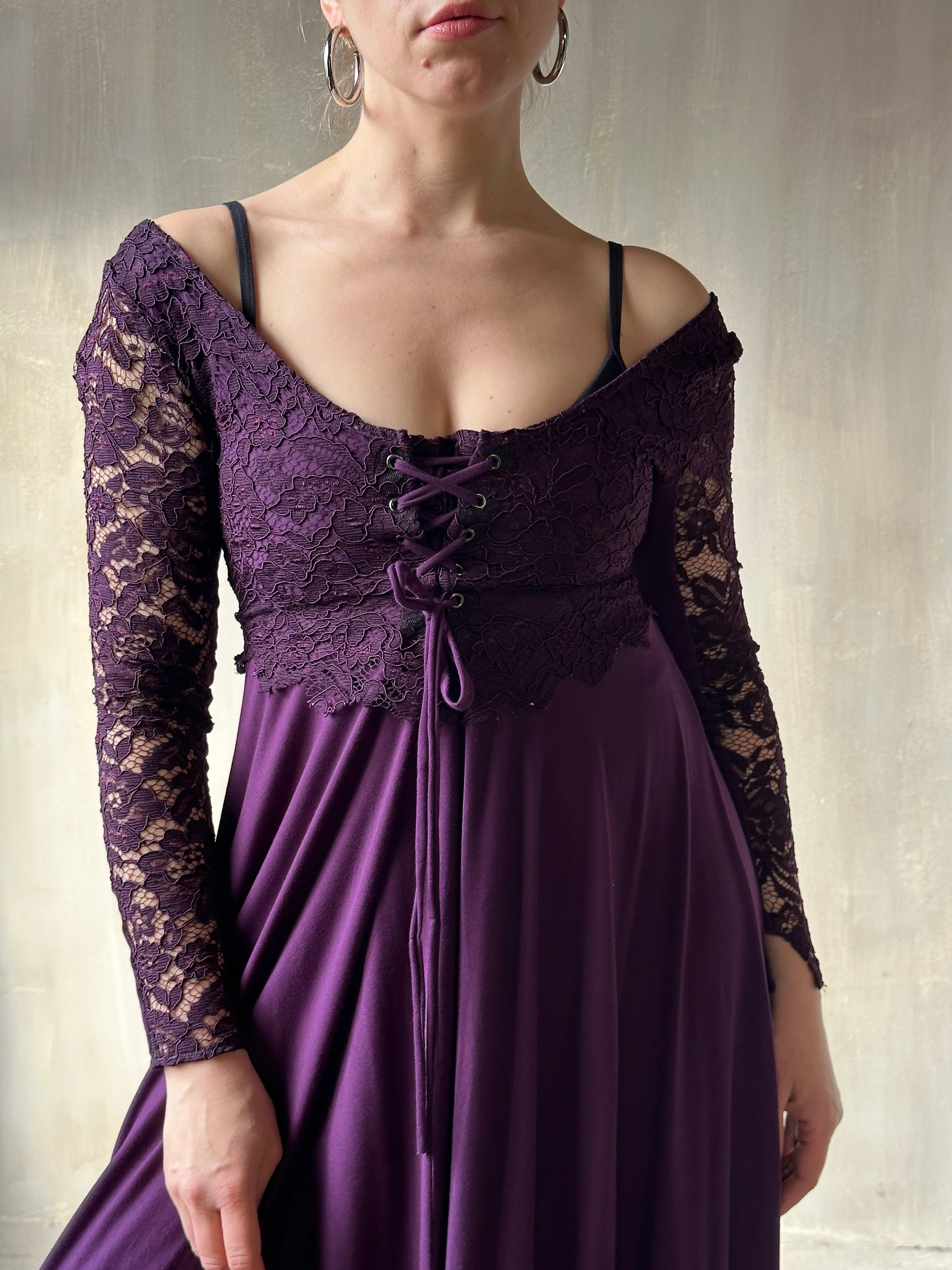 Sample Sale: Lace Overlay Dress in Purple Nightshade (Size I & V) - Image 7