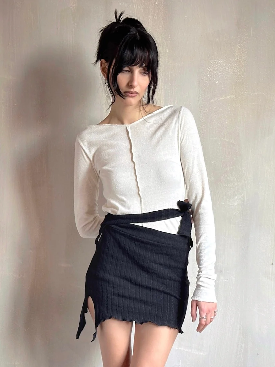 Reverse Seam Boat Neck Tunic in Silk Jersey (In Stock) - Image 3