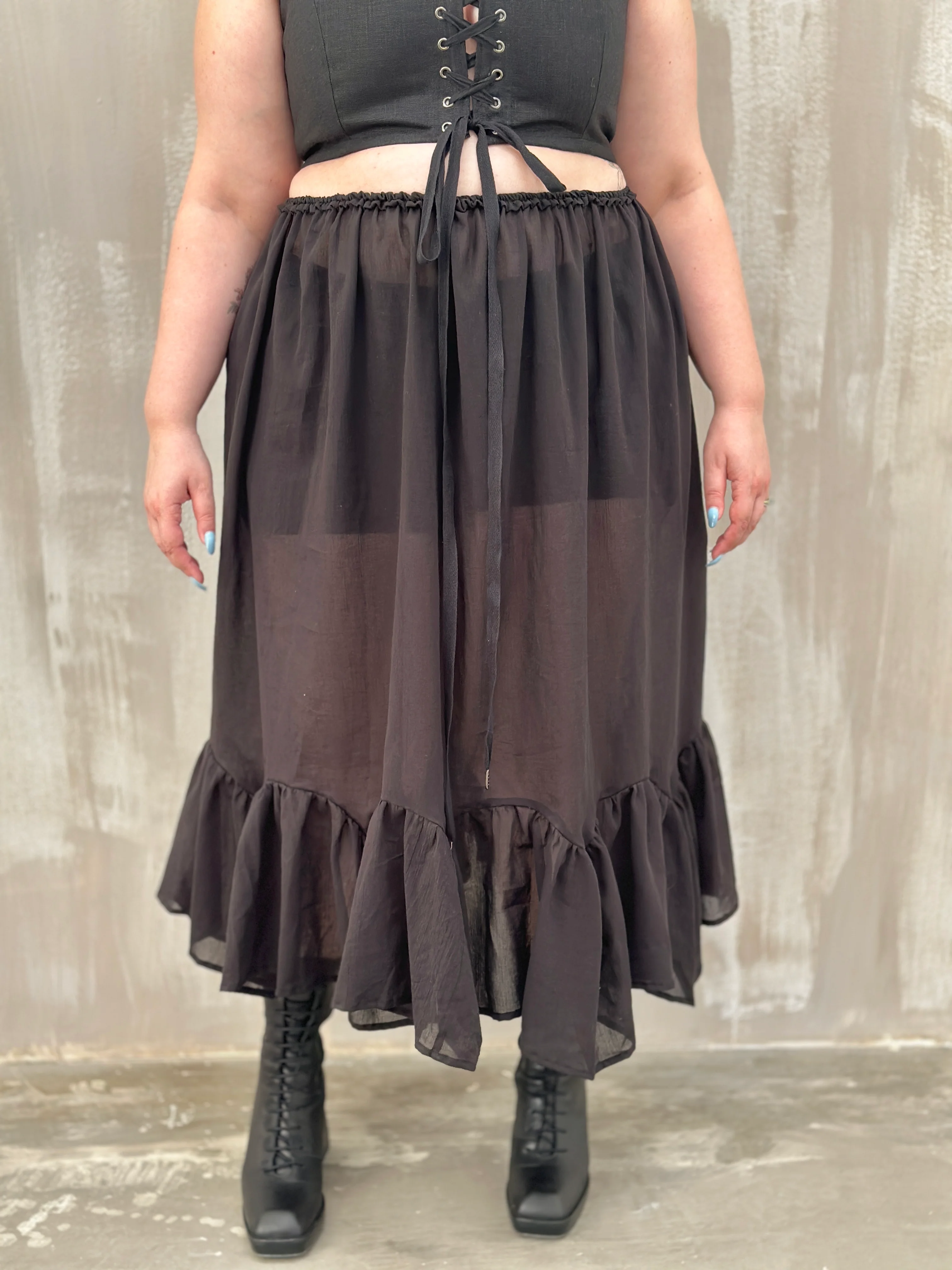 Semi-Sheer Petticoat Skirt (Black) - Image 13