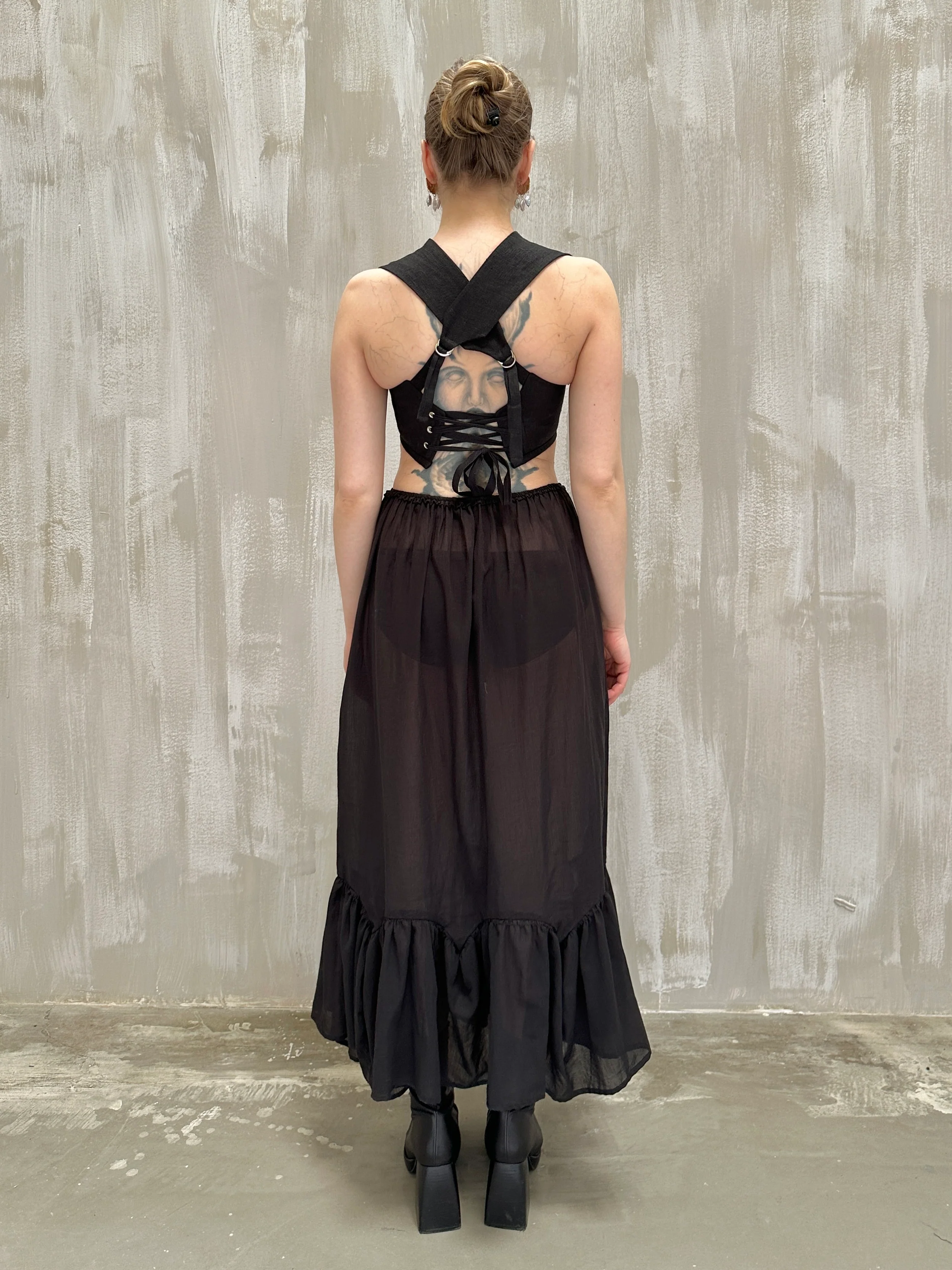 Semi-Sheer Petticoat Skirt (Black) - Image 17