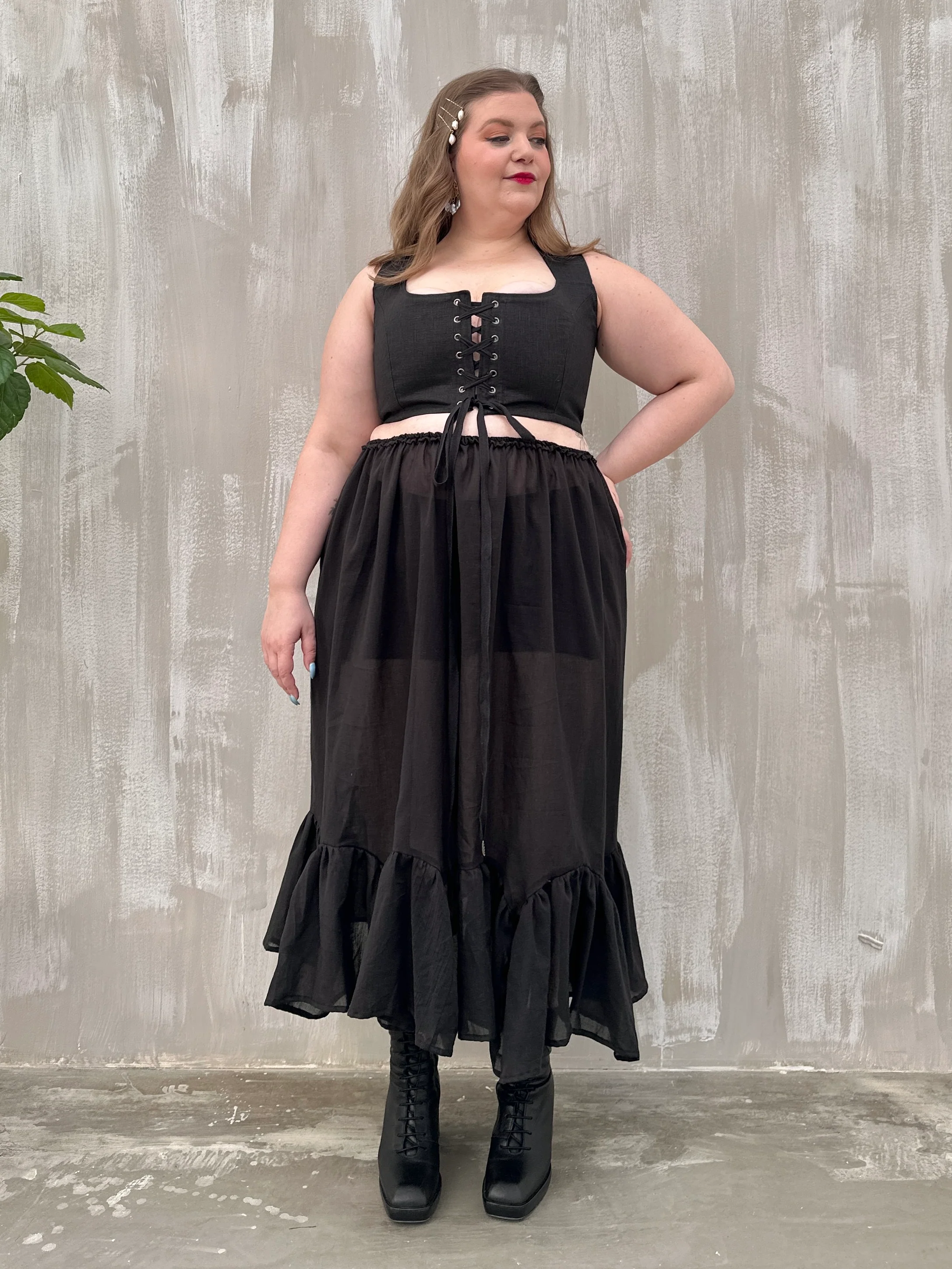 Semi-Sheer Petticoat Skirt (Black) - Image 5