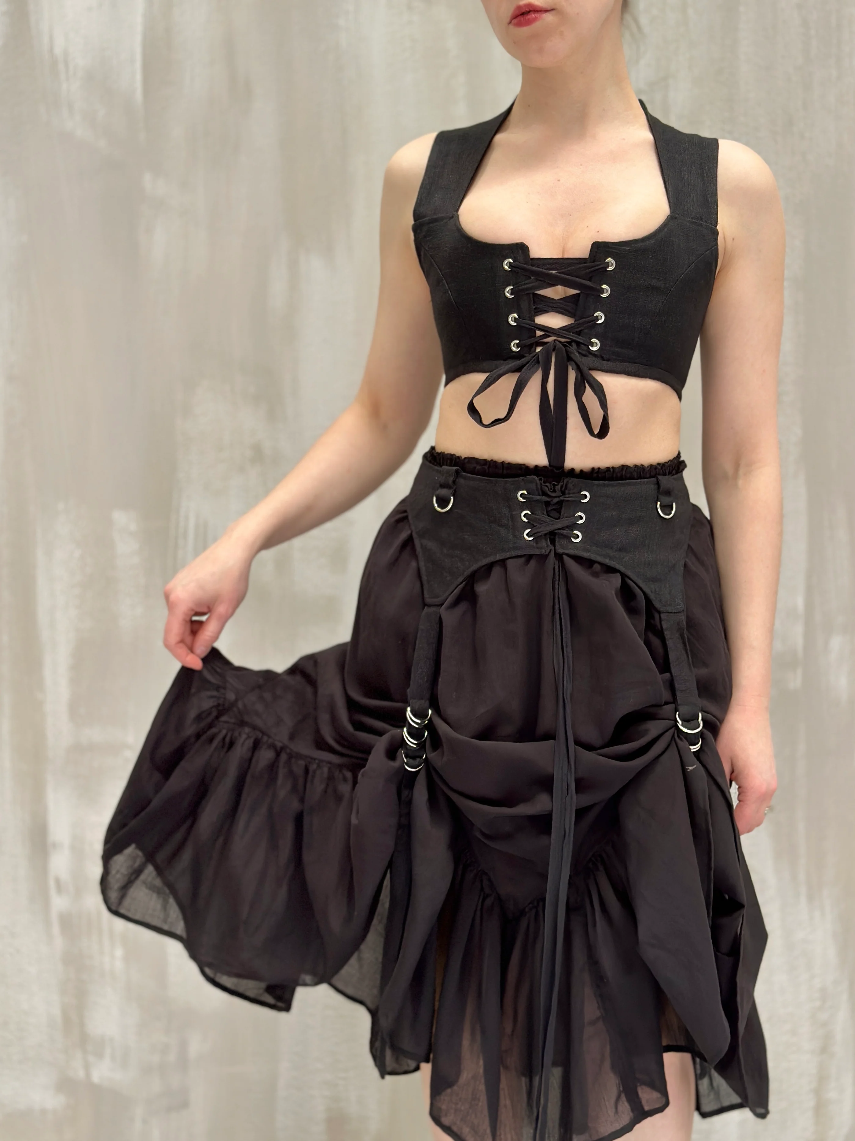 Semi-Sheer Petticoat Skirt (Black) - Image 6