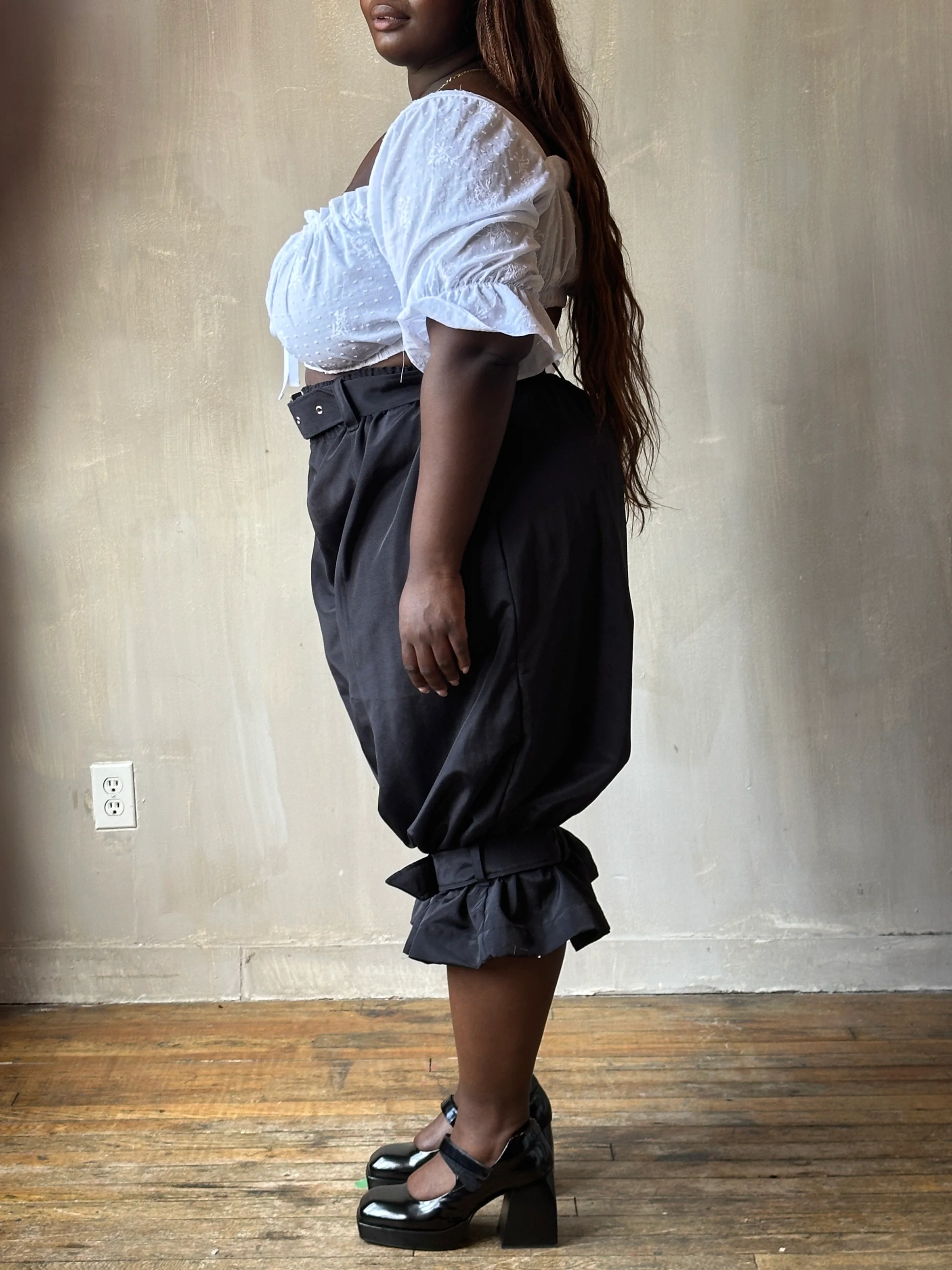 Sample Sale: "pirate bloomers" with Belt and Leg Straps in Black Twill Taffeta (Size V) - Image 5
