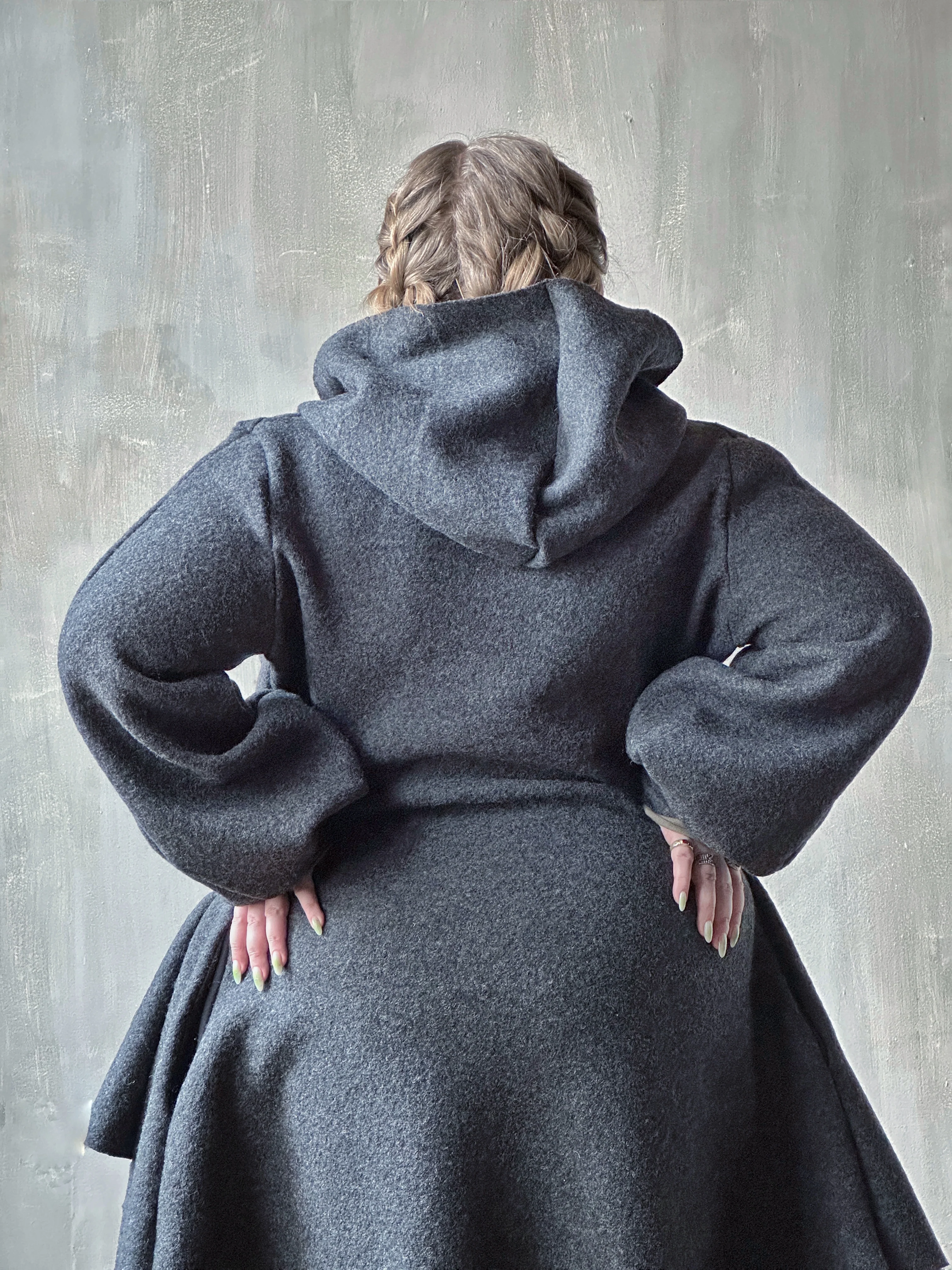 Sample Sale: Tournure Coat in Pure Wool (Dark Heather Grey, Size II) - Image 12