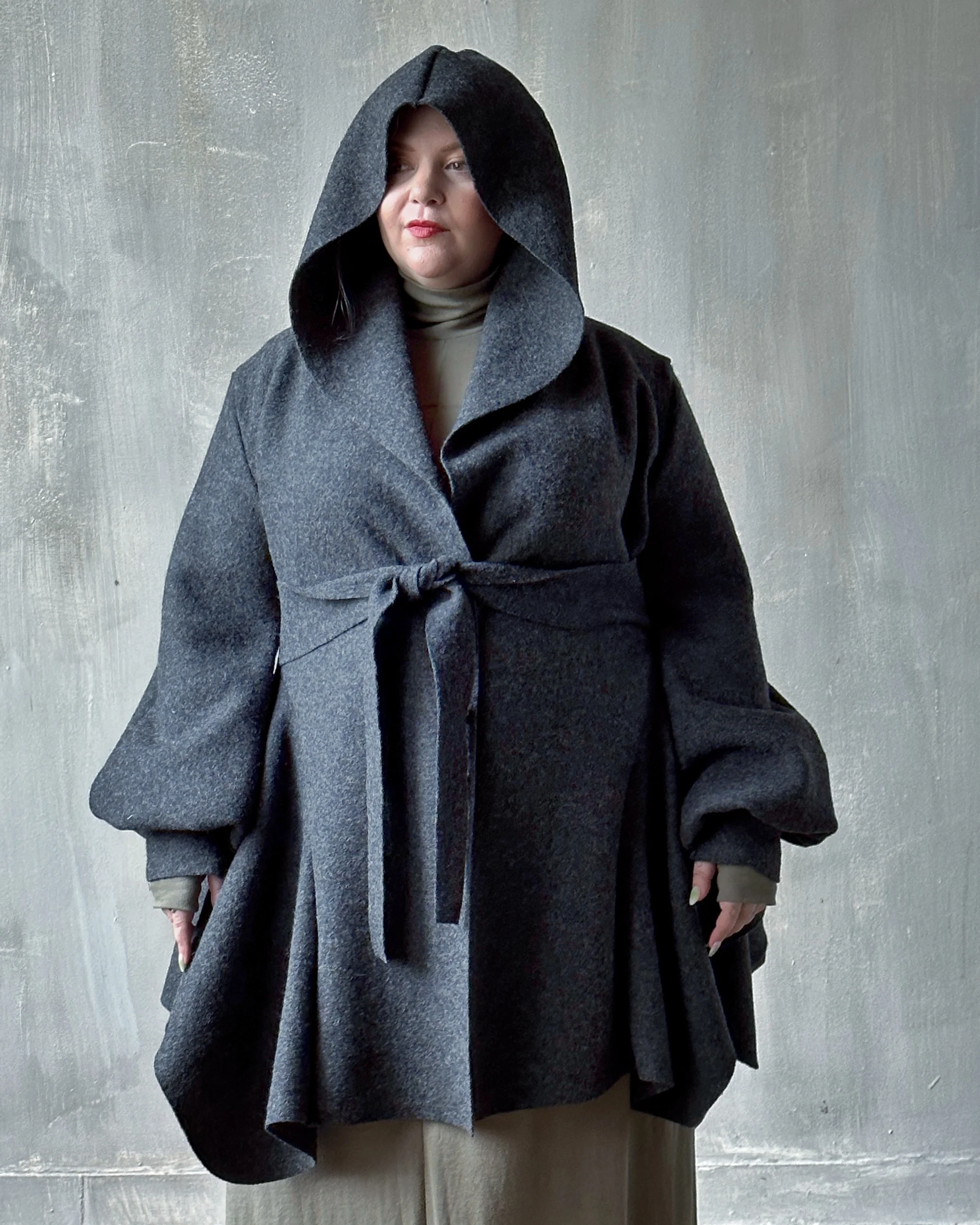 Sample Sale: Tournure Coat in Pure Wool (Dark Heather Grey, Size II) - Image 8