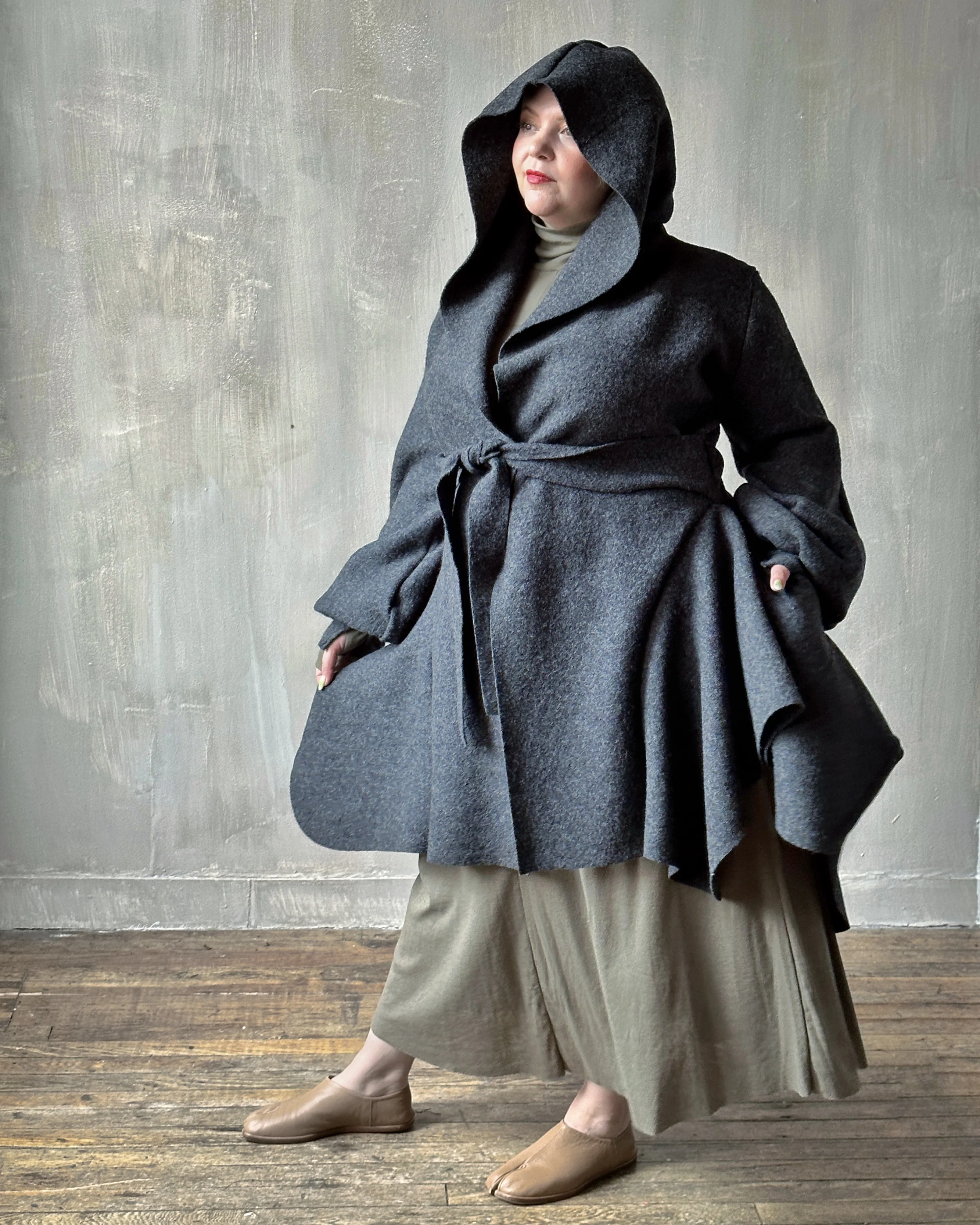 Sample Sale: Tournure Coat in Pure Wool (Dark Heather Grey, Size II) - Image 3
