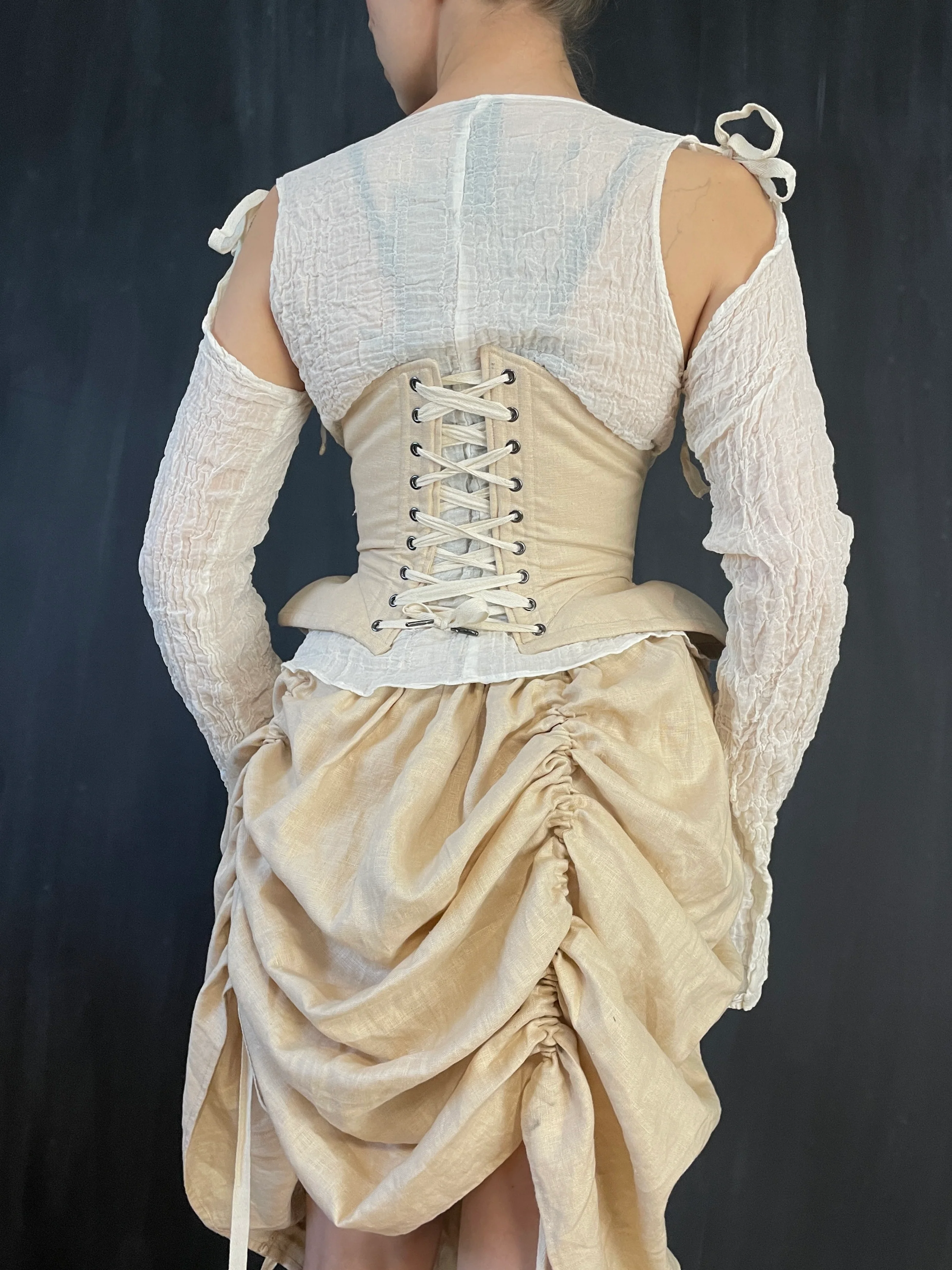 FW 2022: Underbust Pannier Corset in Champagne Linen - Image 4
