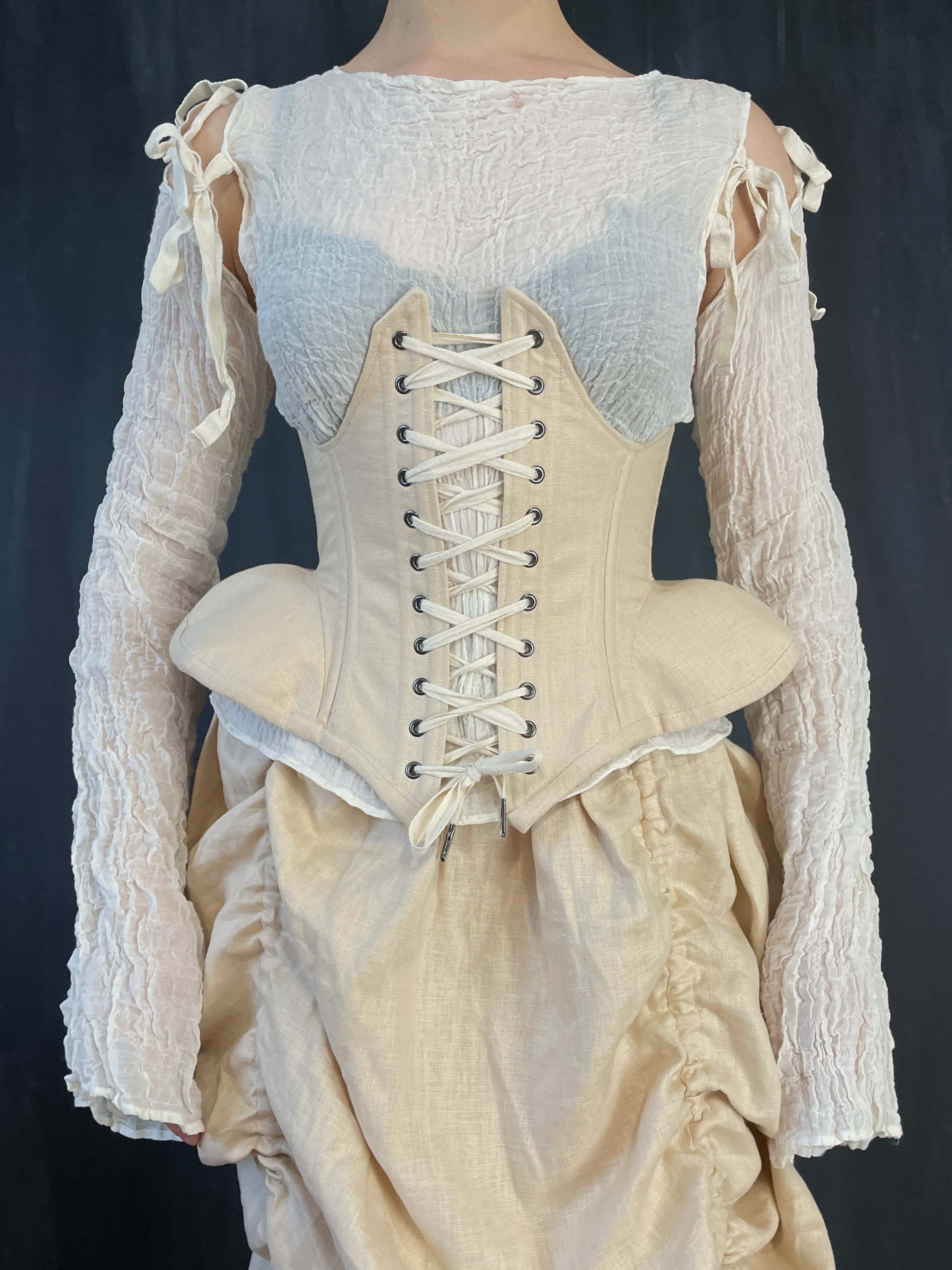 FW 2022: Underbust Pannier Corset in Champagne Linen - Image 7