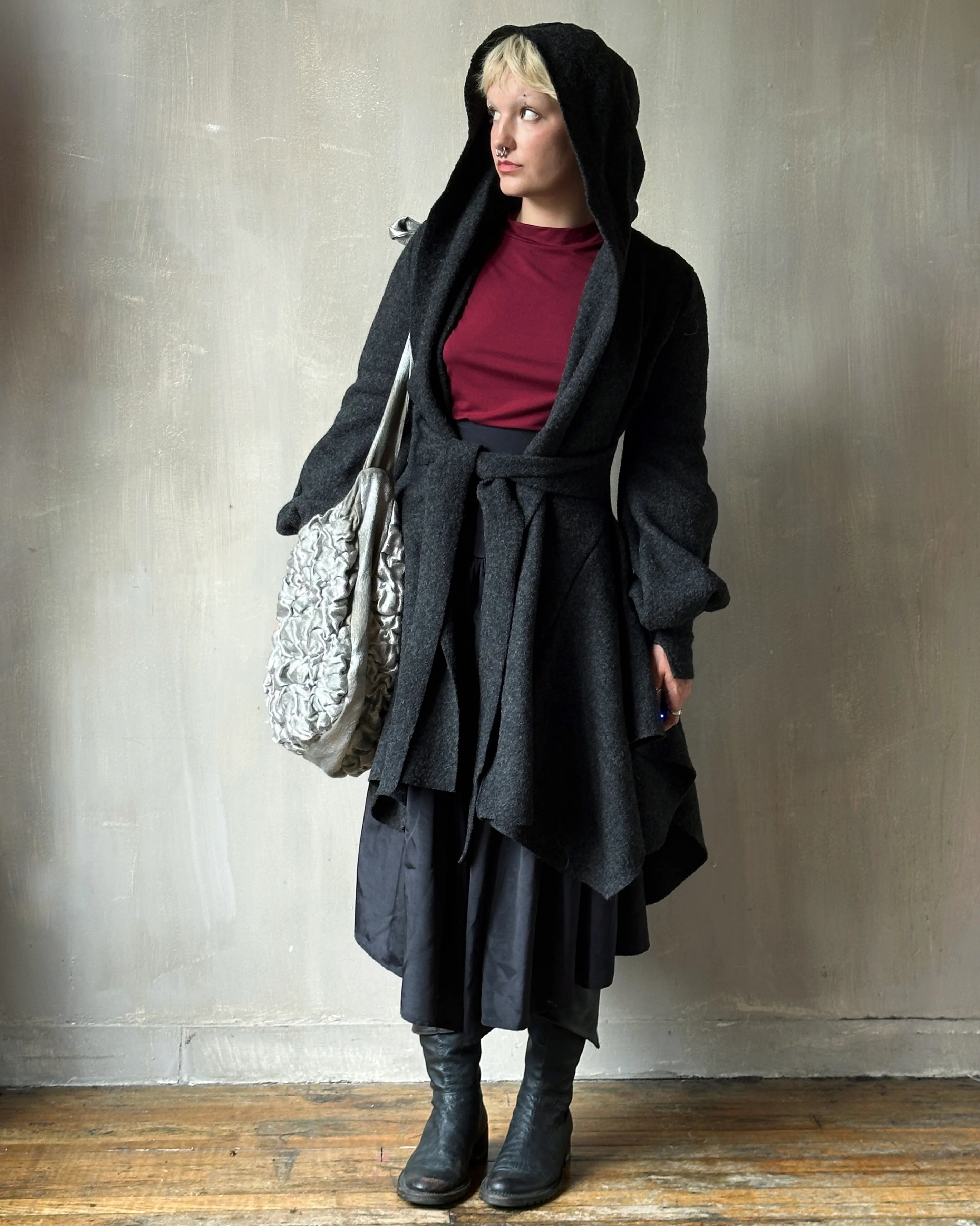 Sample Sale: Tournure Coat in Pure Wool (Dark Heather Grey, Size II) - Image 15