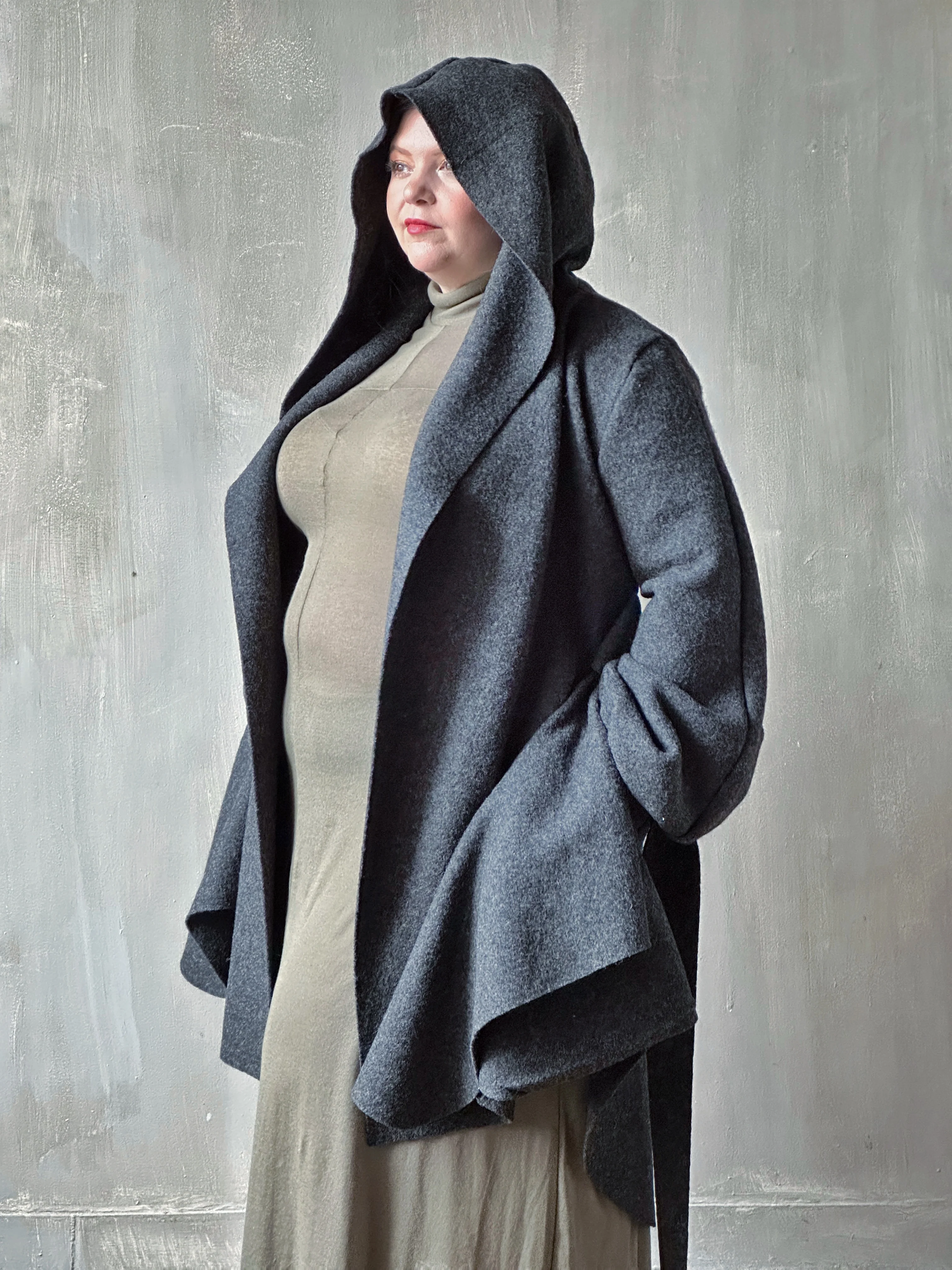 Sample Sale: Tournure Coat in Pure Wool (Dark Heather Grey, Size II) - Image 9