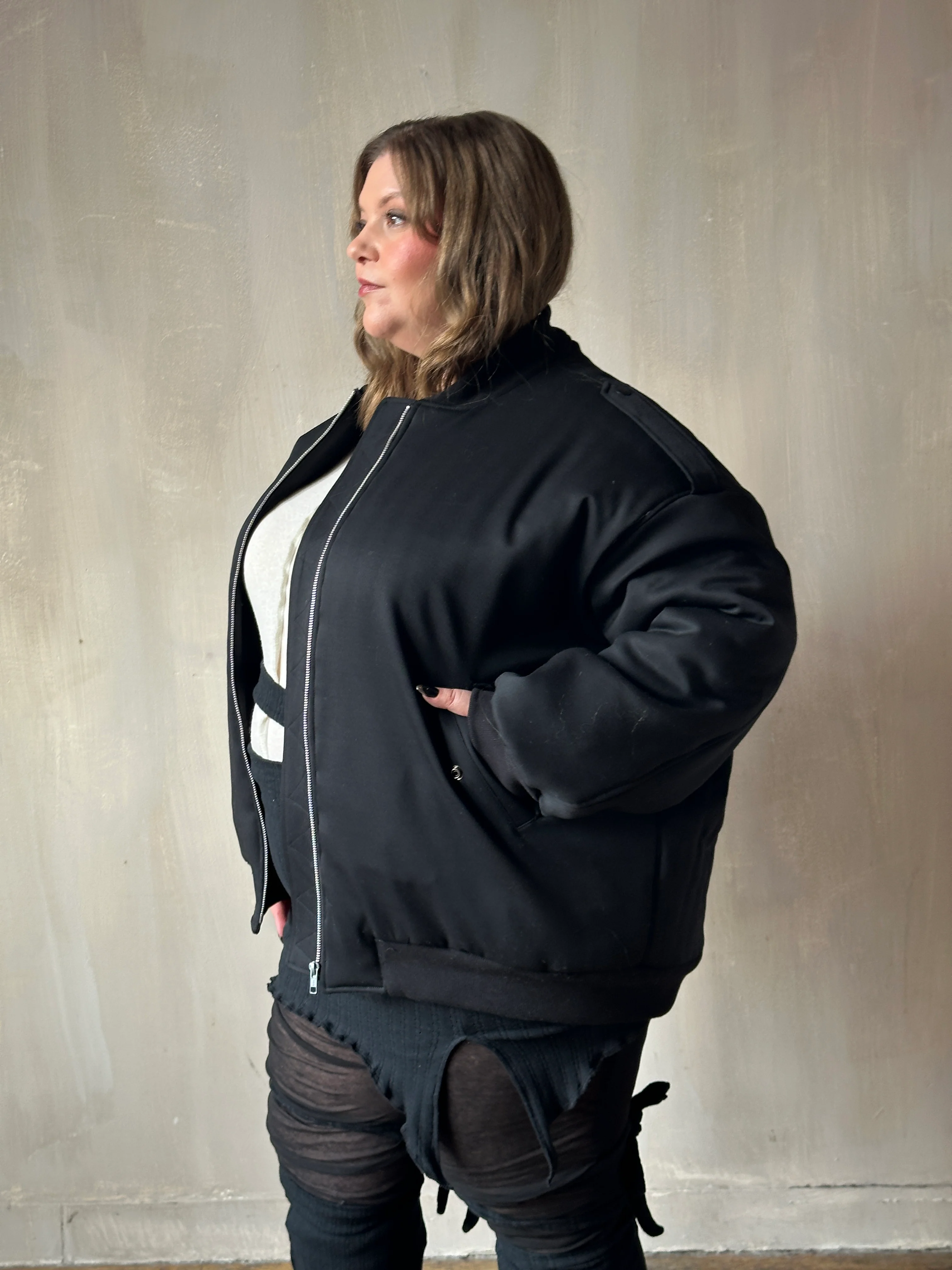 Sample Sale: Oversized Bomber in Italian Wool Suiting (Size I) - Image 17