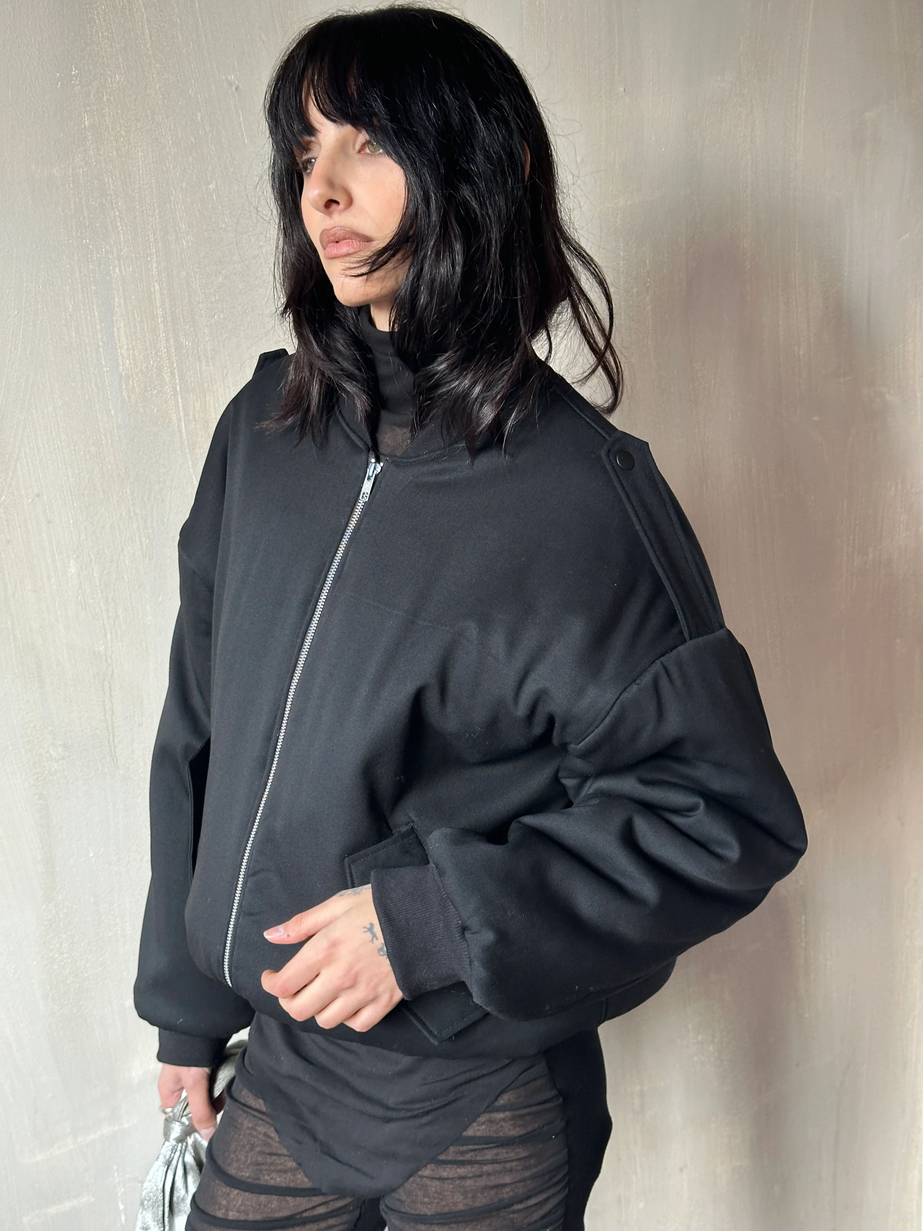 Sample Sale: Oversized Bomber in Italian Wool Suiting (Size I) - Image 21