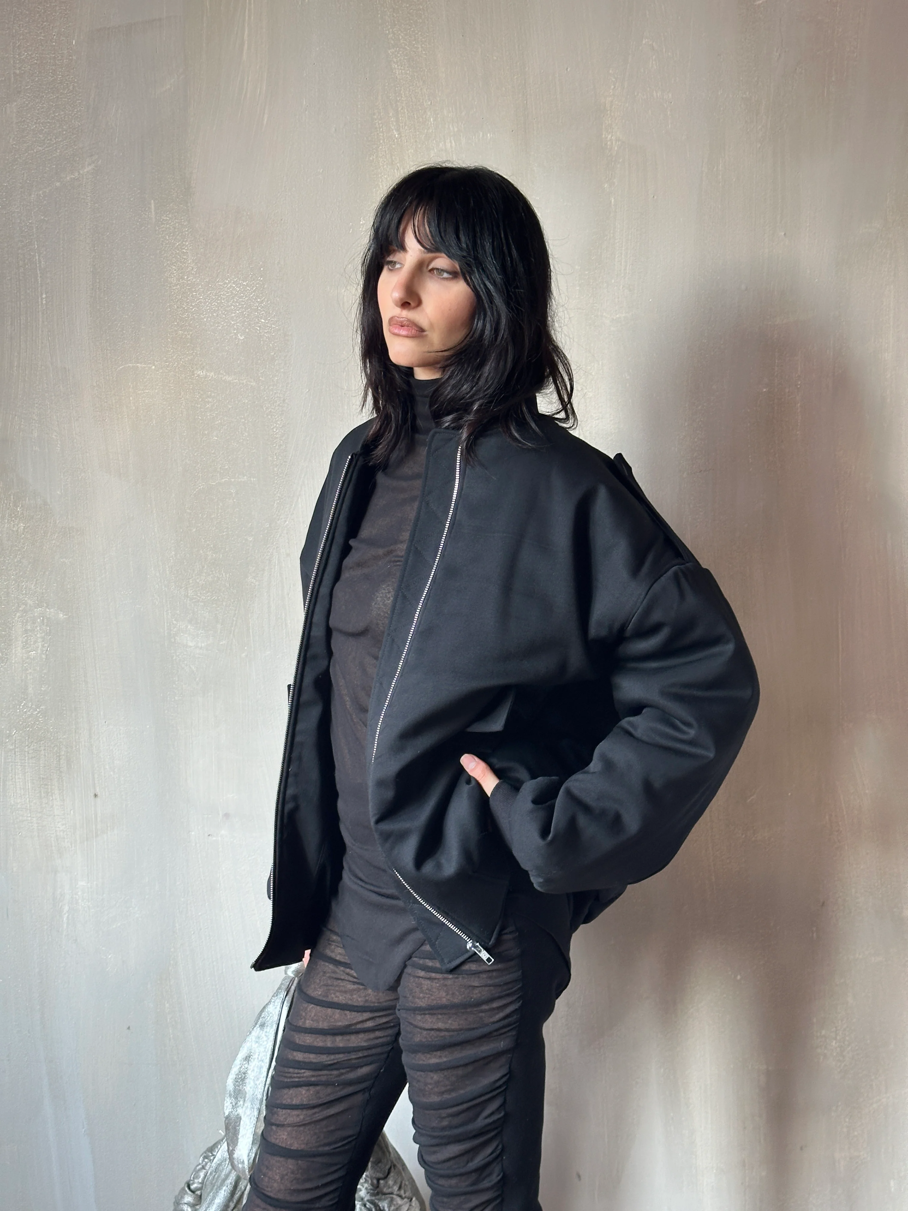 Sample Sale: Oversized Bomber in Italian Wool Suiting (Size I) - Image 4