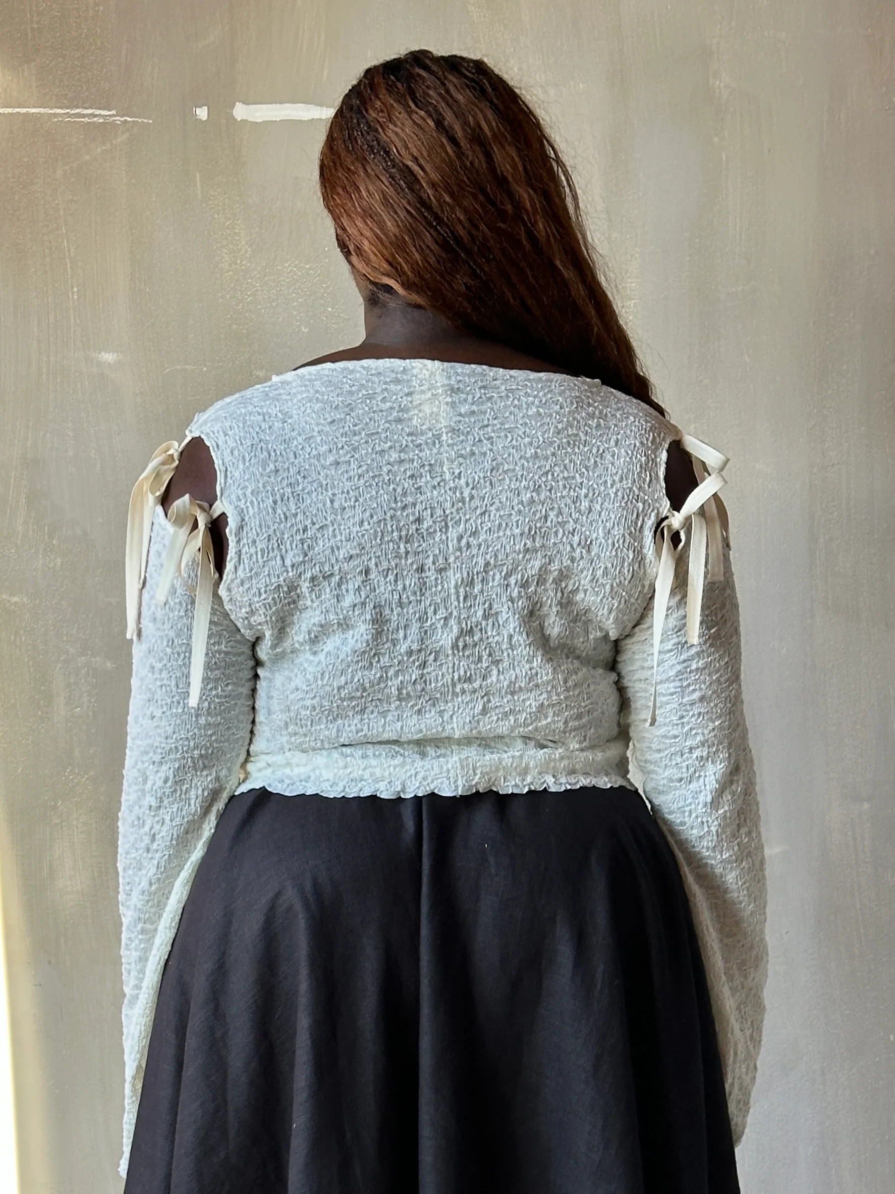 Winter '26: Detached Sleeve Top in Textured Cream Cotton (Pre-Order) - Image 13