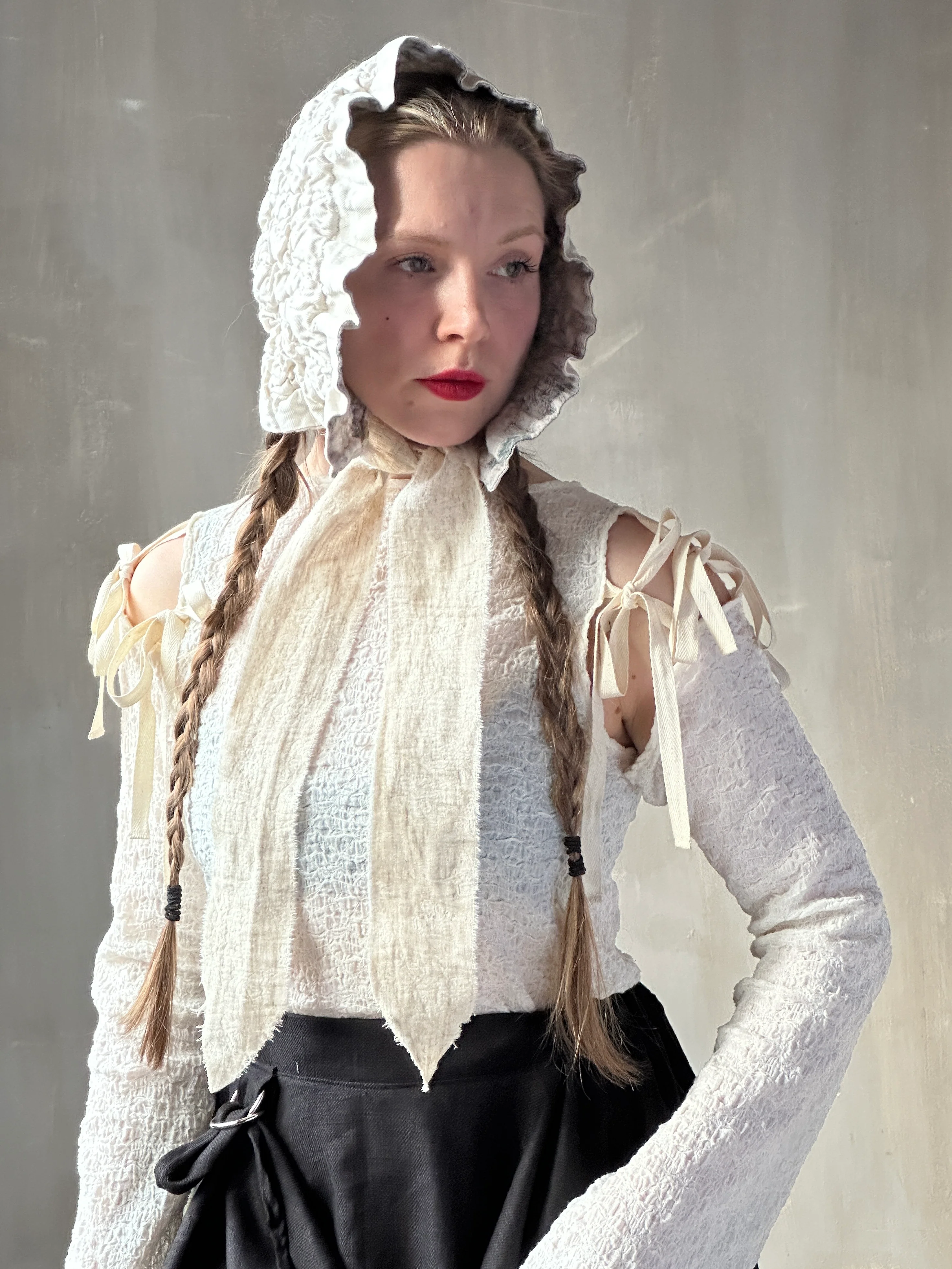 Winter '26: Detached Sleeve Top in Textured Cream Cotton (Pre-Order) - Image 20