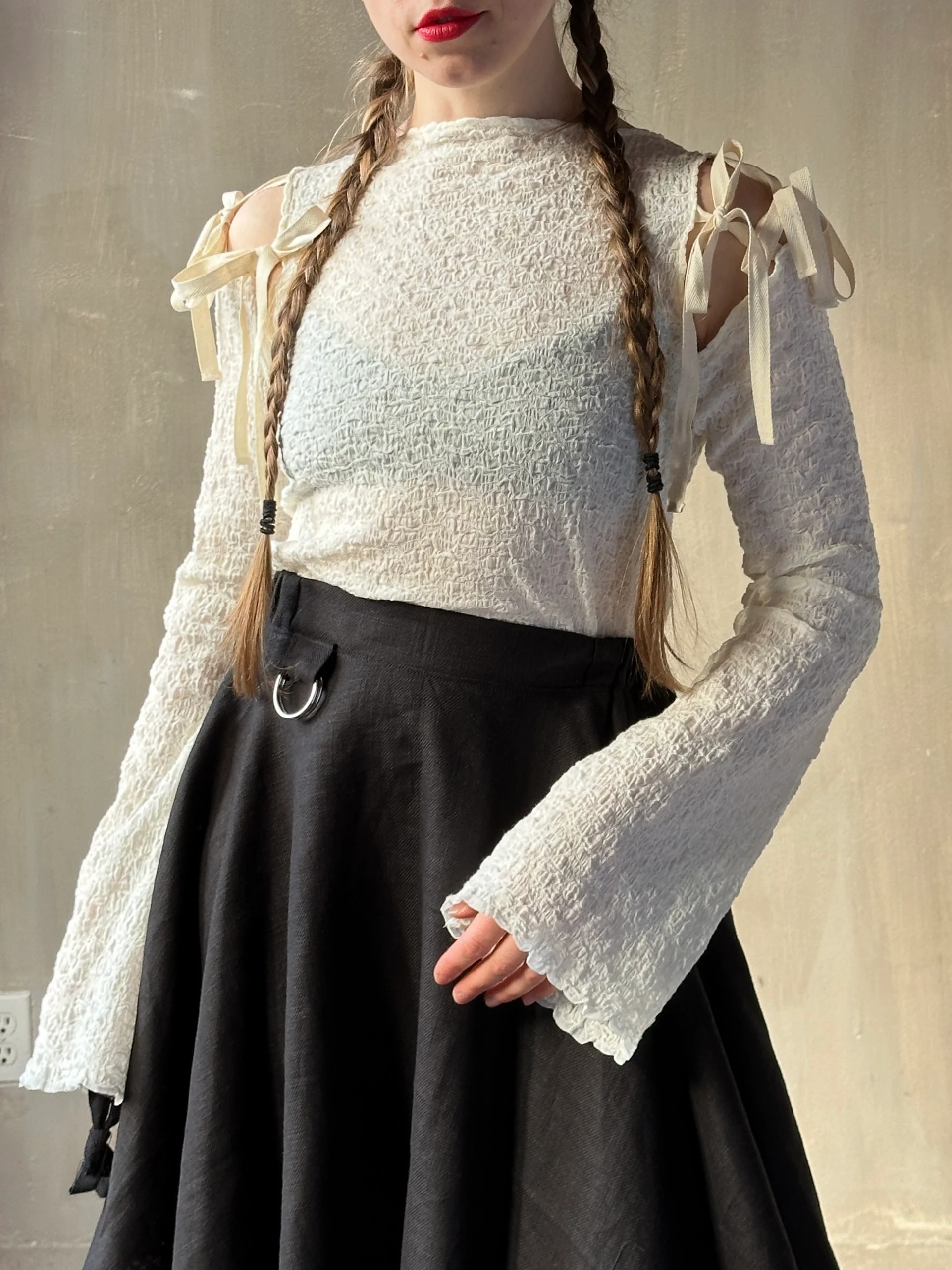 Winter '26: Detached Sleeve Top in Textured Cream Cotton (Pre-Order) - Image 22