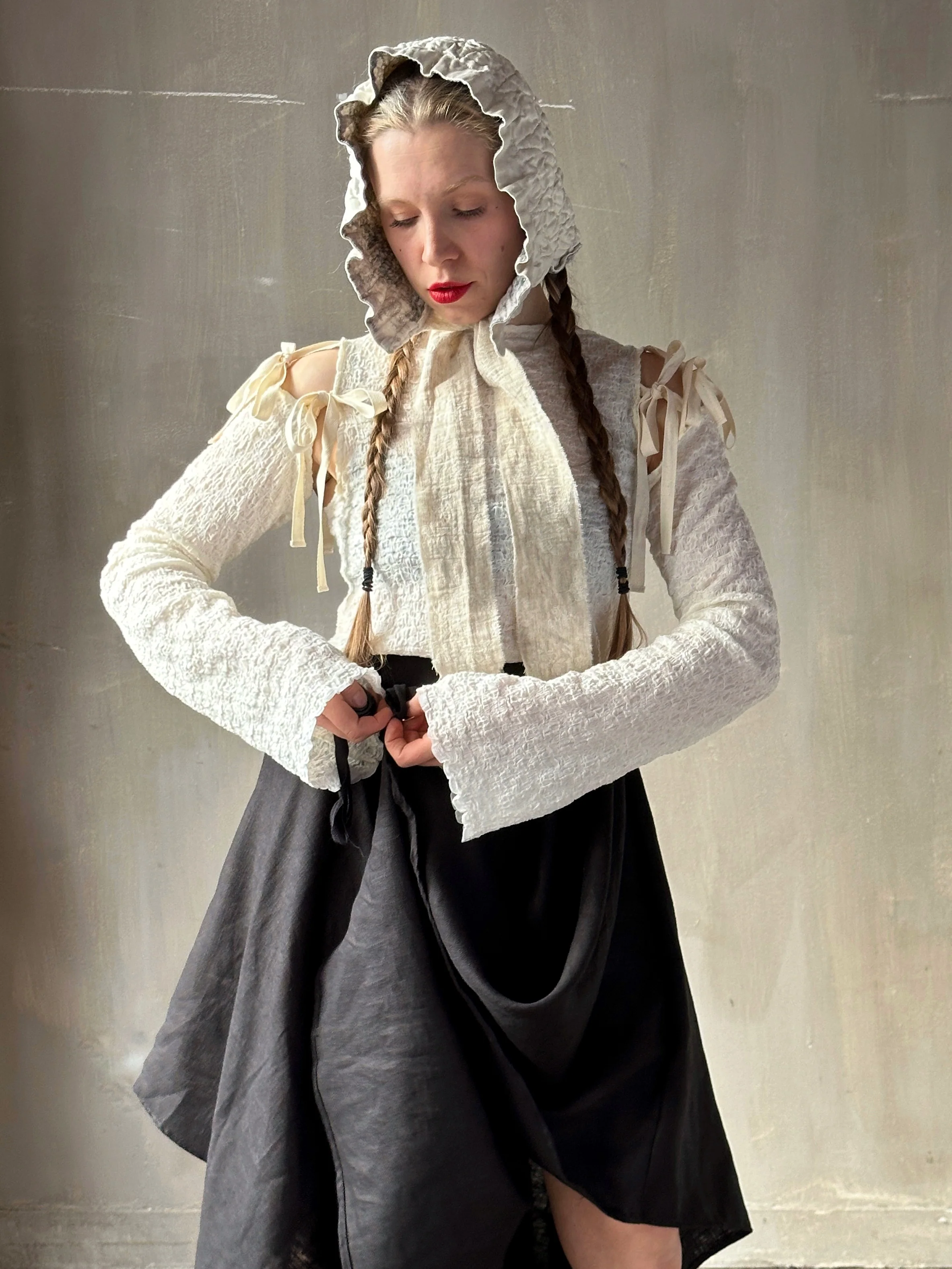 Winter '26: Detached Sleeve Top in Textured Cream Cotton (Pre-Order) - Image 24