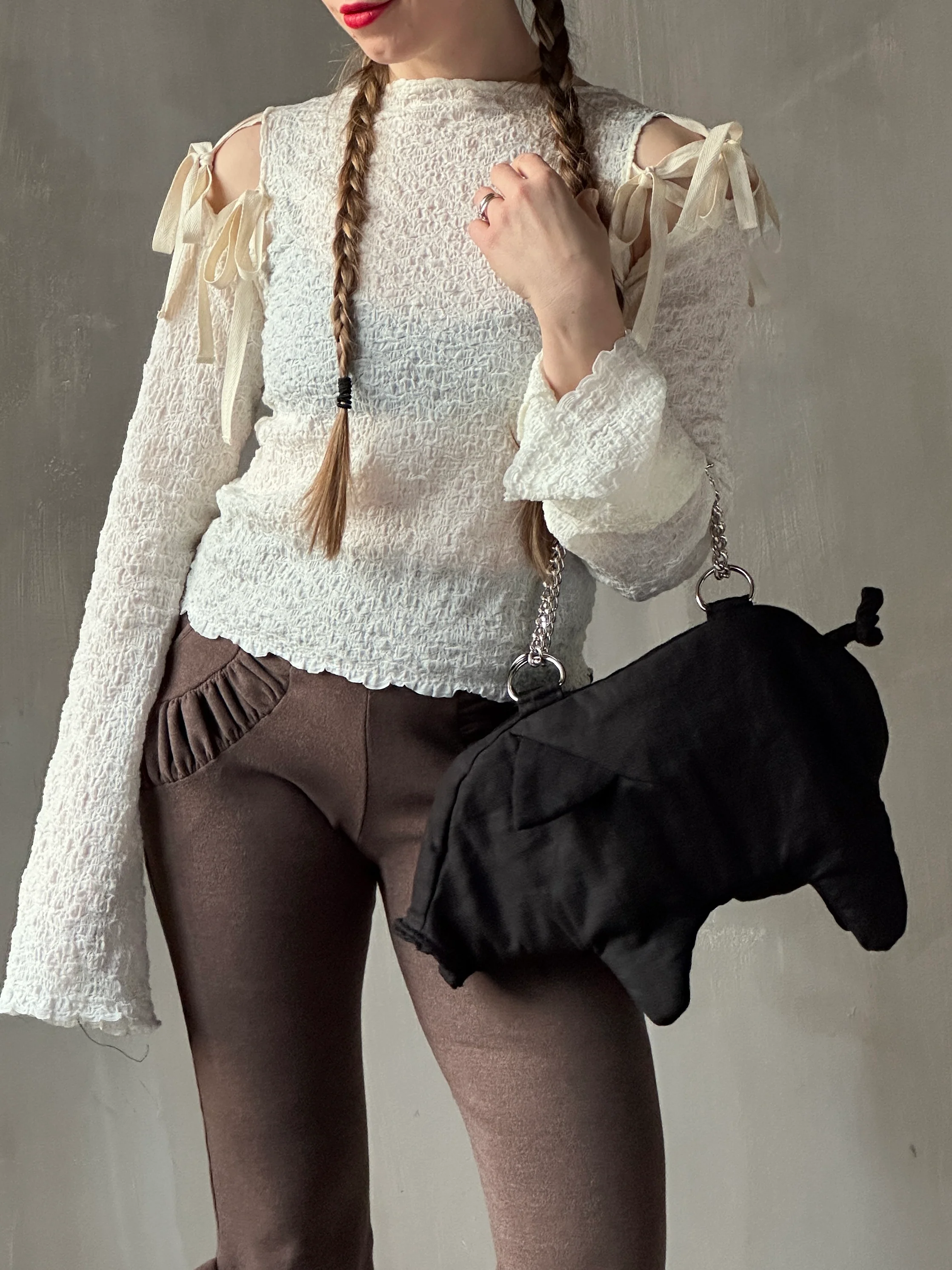 Winter '26: Detached Sleeve Top in Textured Cream Cotton (Pre-Order) - Image 3