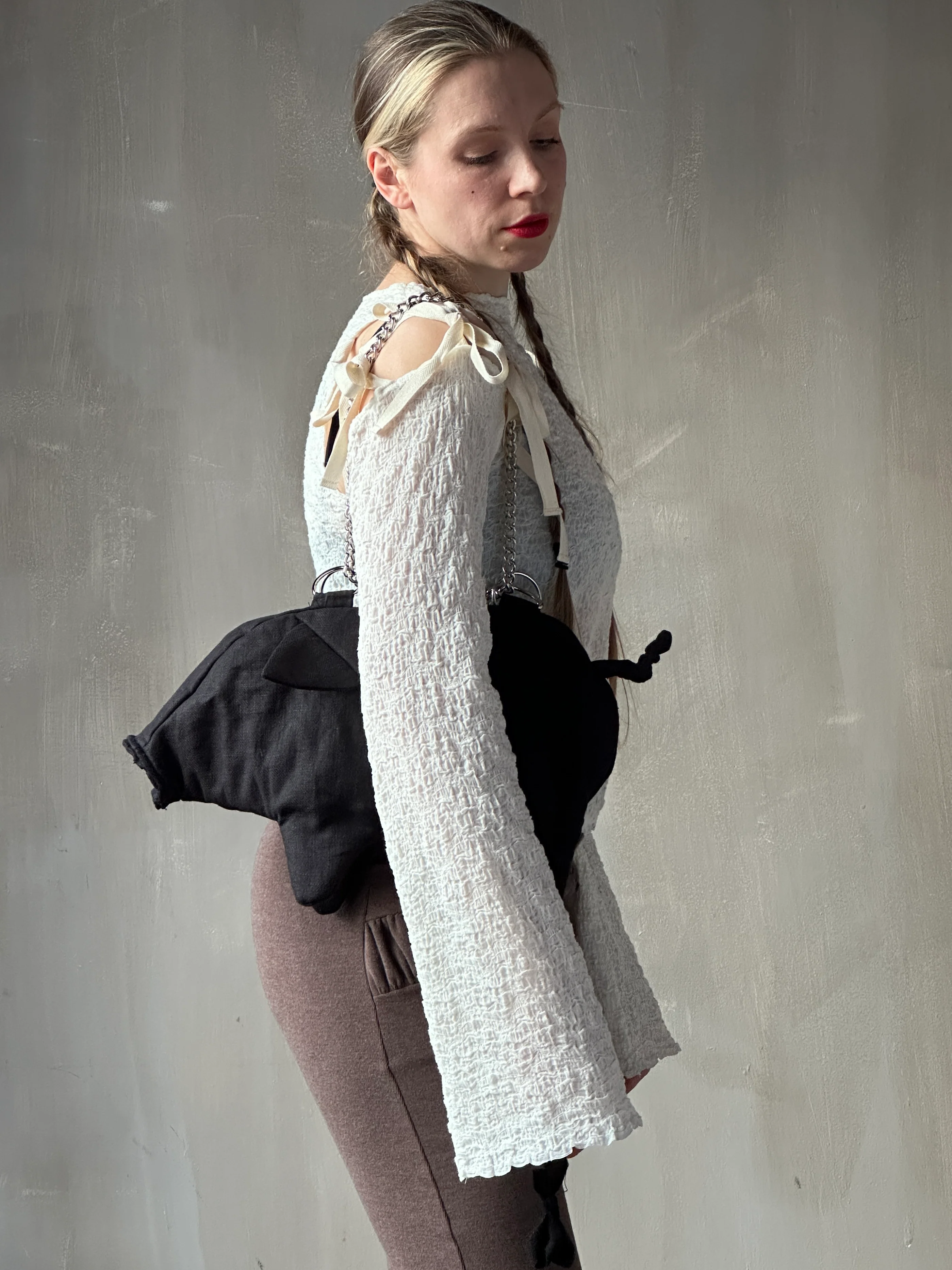 Winter '26: Detached Sleeve Top in Textured Cream Cotton (Pre-Order) - Image 5
